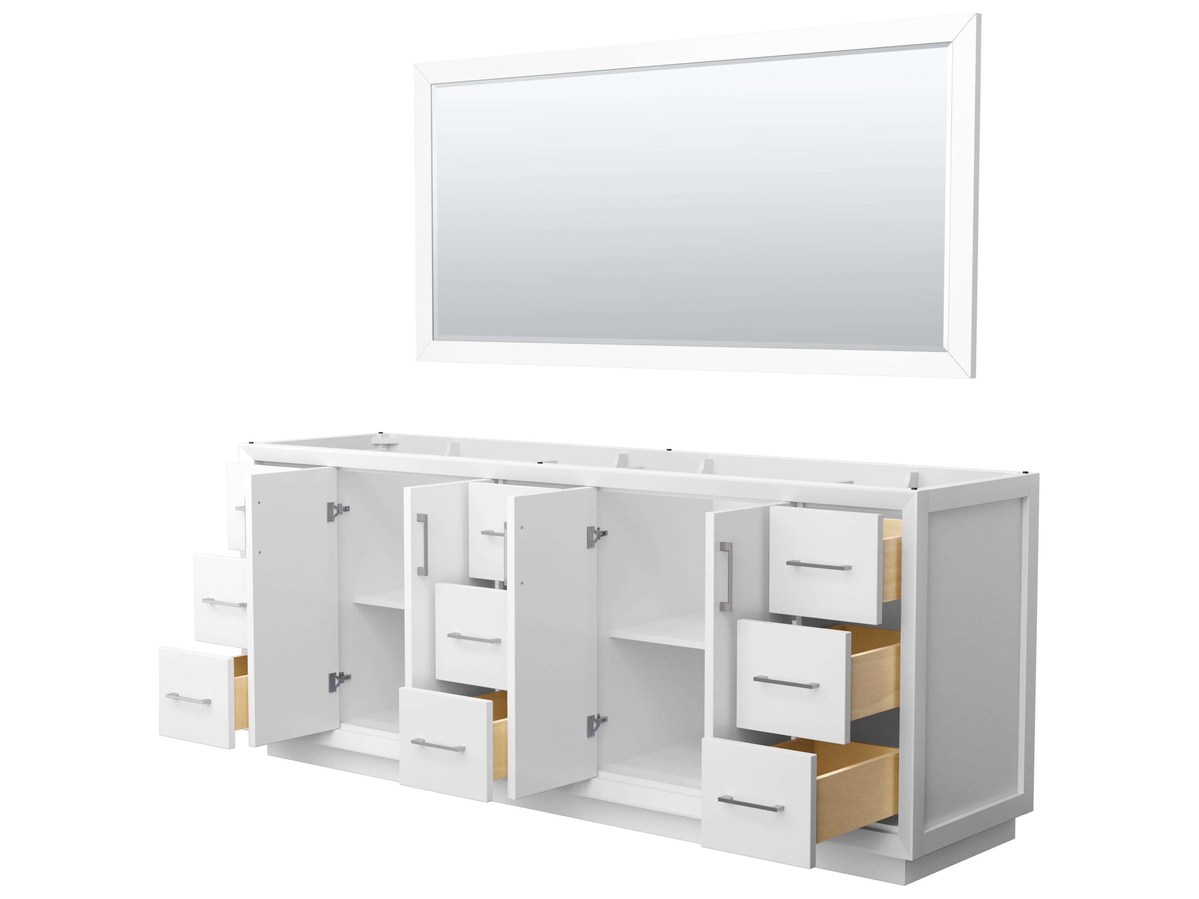 Wyndham Collection Strada 83" White Vanity with 70" Mirror
