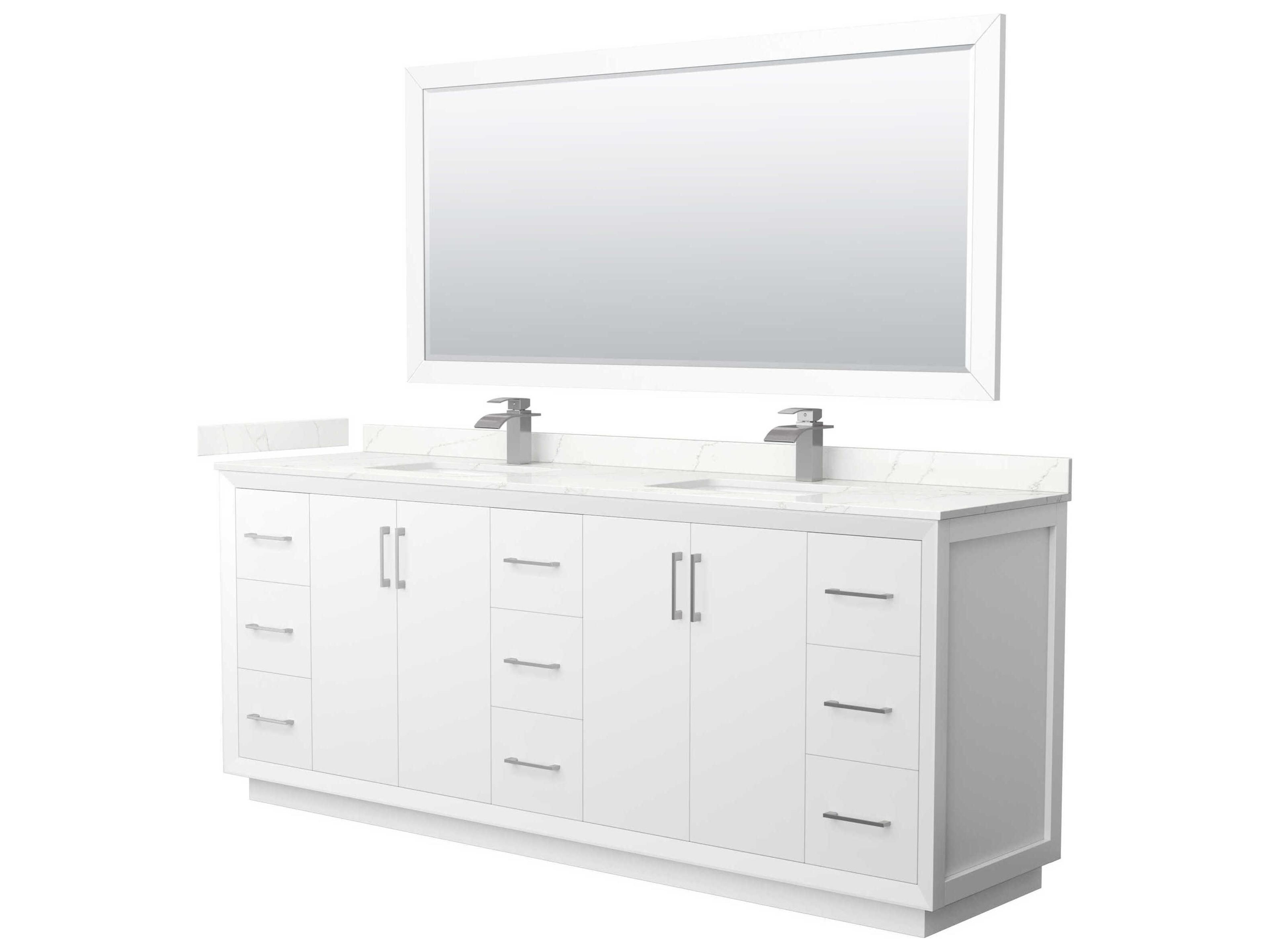 Strada 84" White Vanity with 70" Mirror