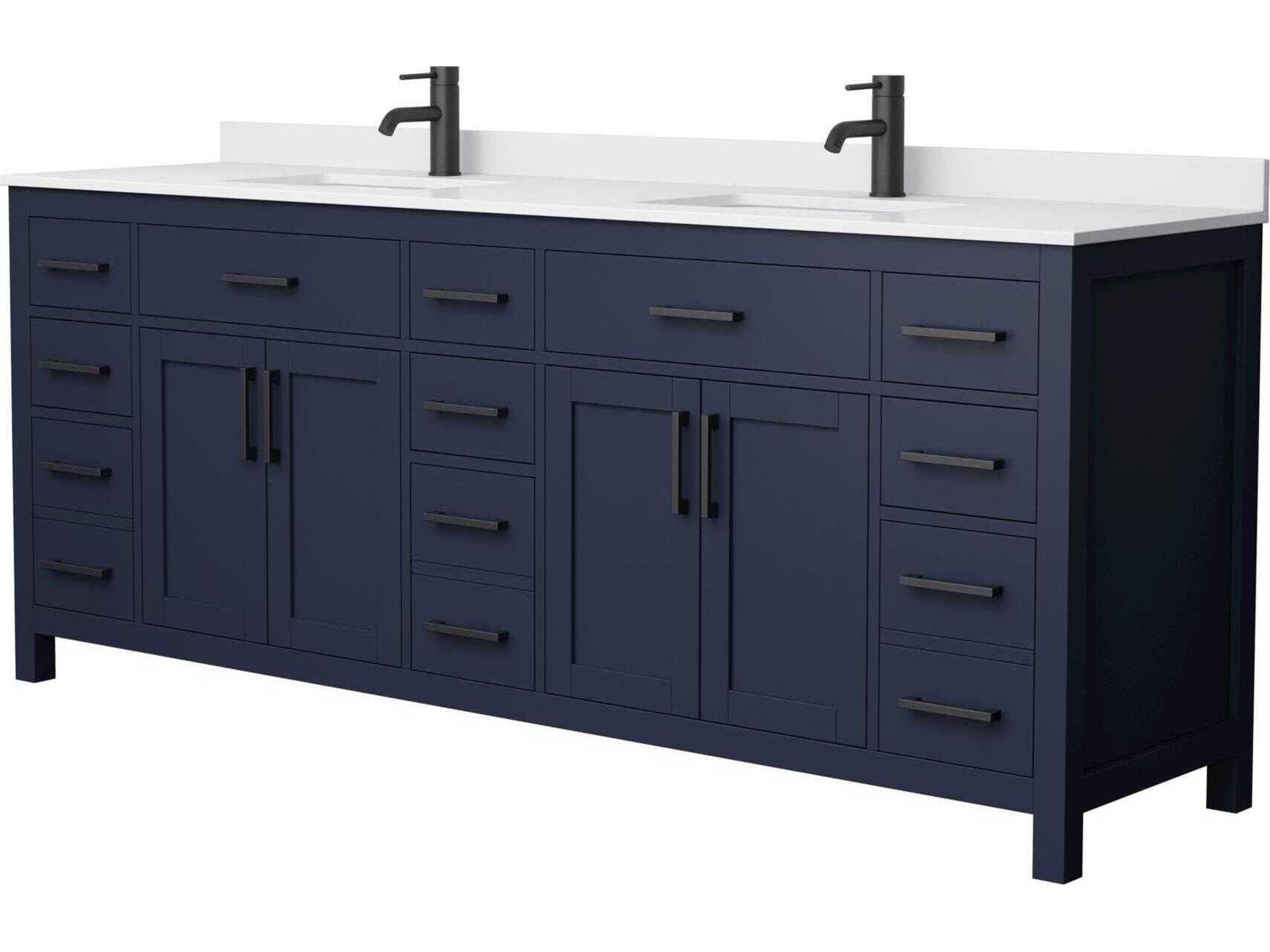 Wyndham Collection Beckett 84" Dark Blue Vanity