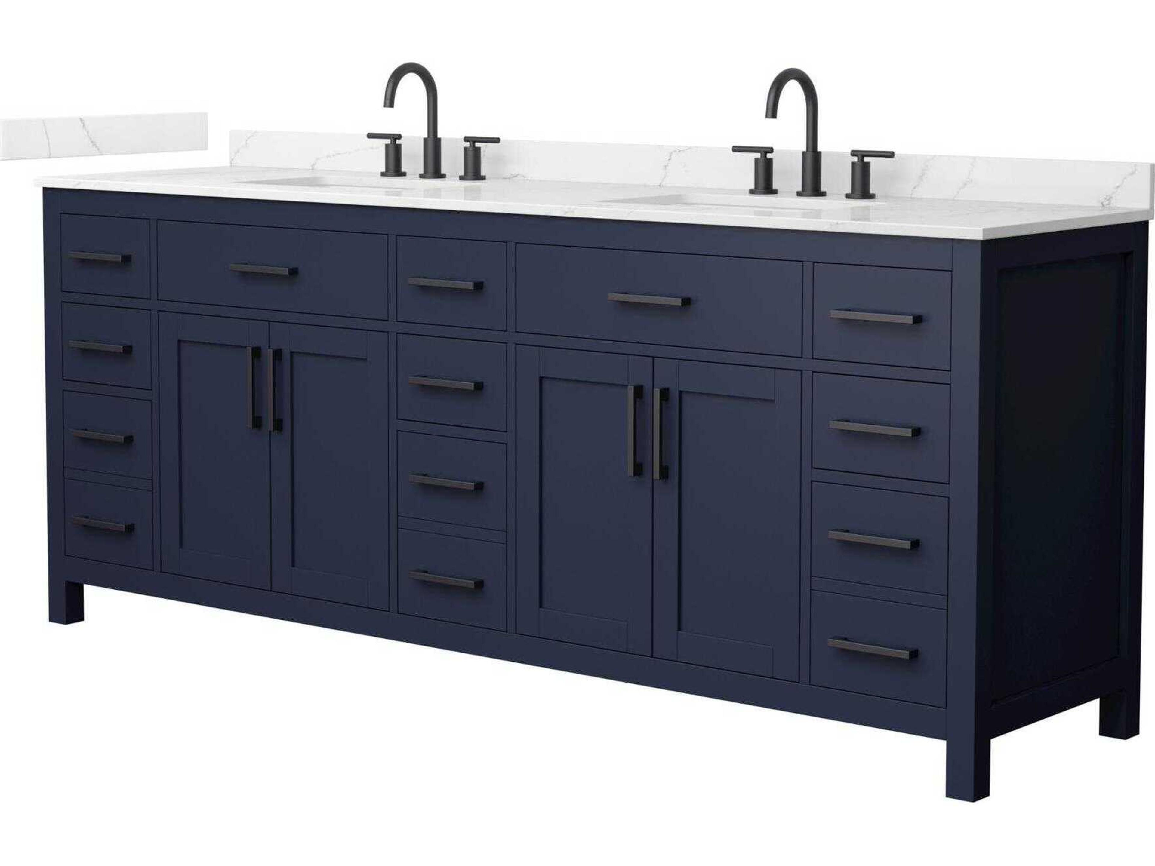 Wyndham Collection Beckett 84" Dark Blue Vanity