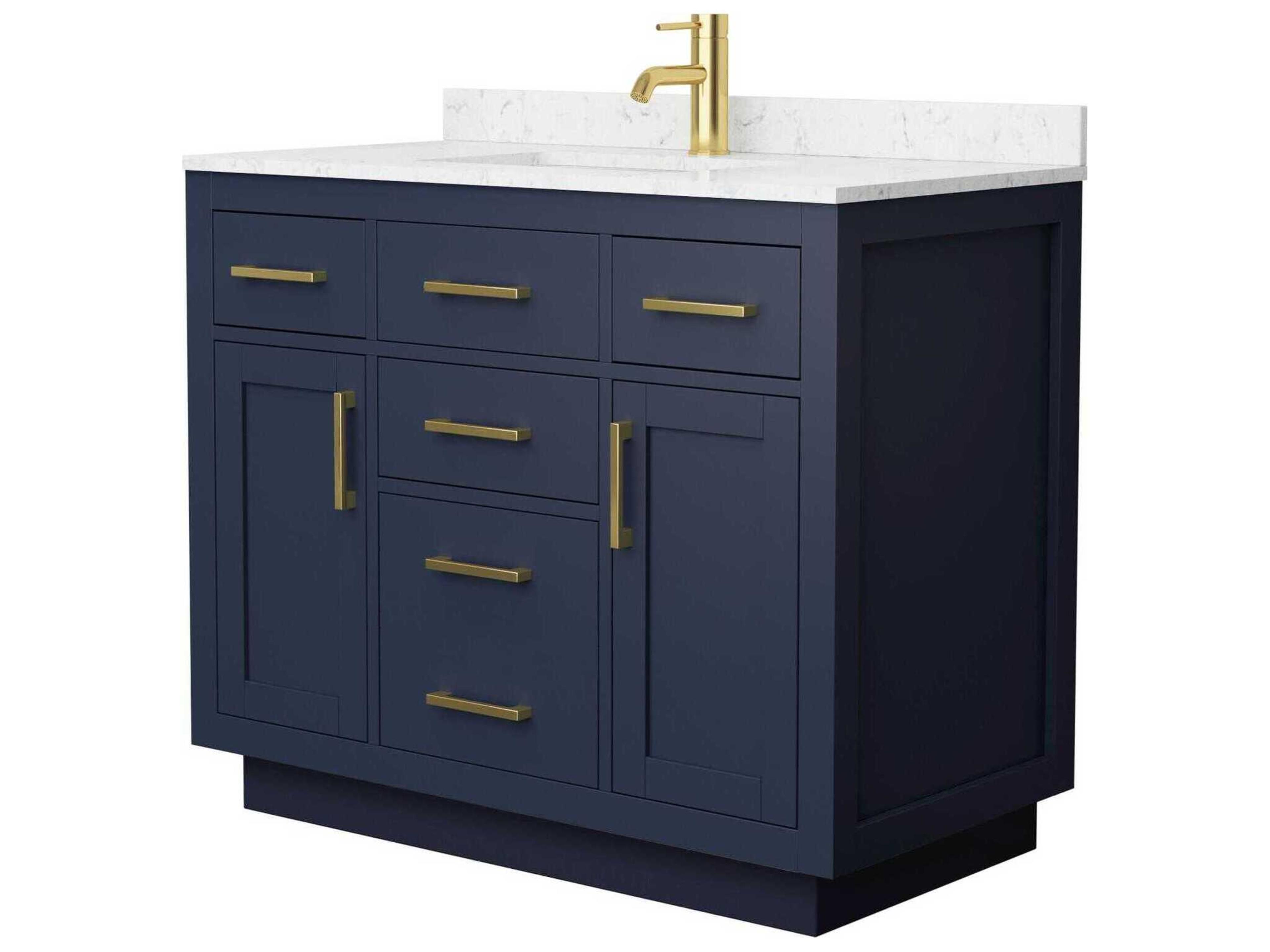 Wyndham Collection Beckett-TK 42" Dark Blue Vanity with Toe Kick