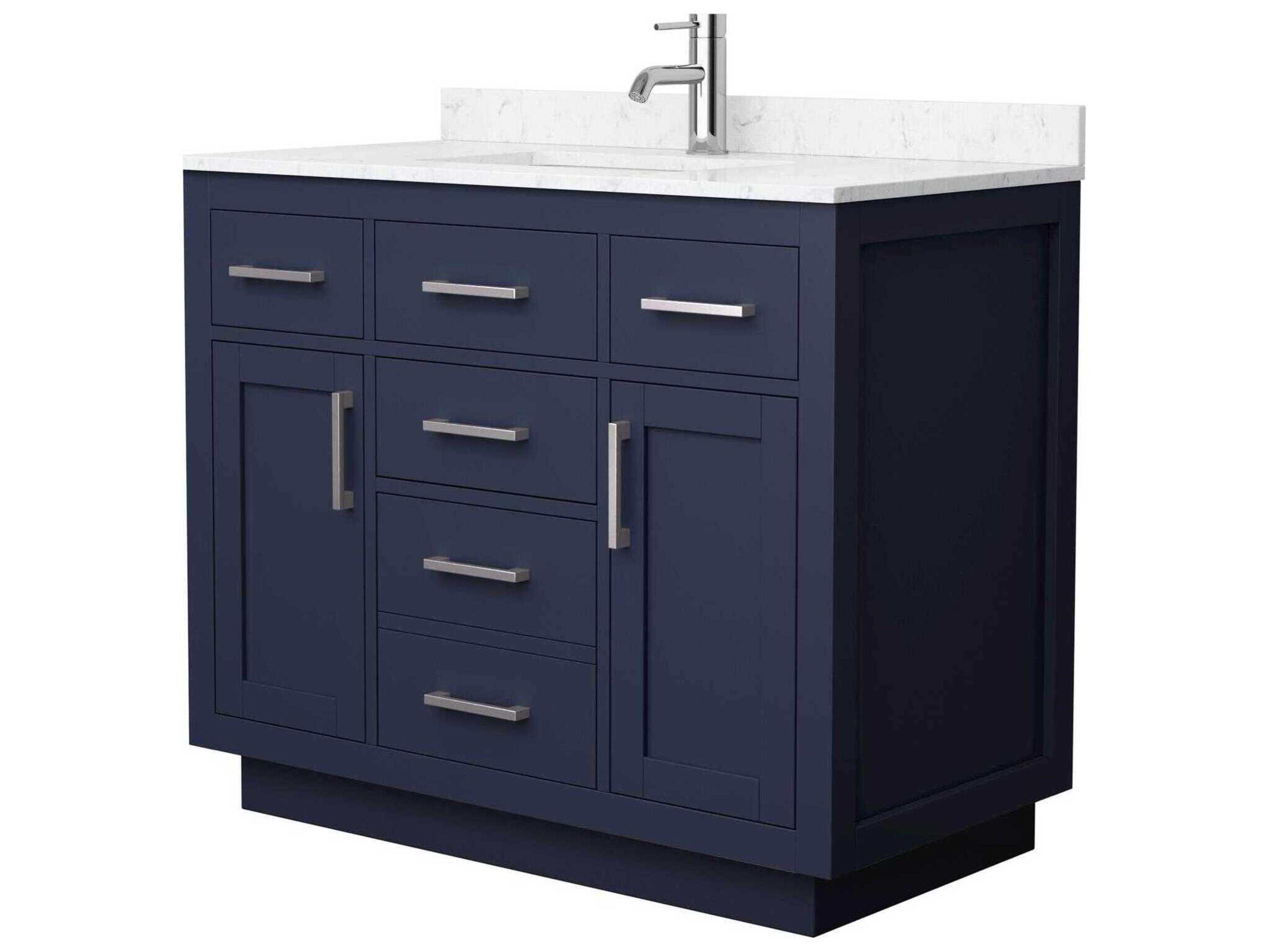 Wyndham Collection Beckett-TK 42" Dark Blue Vanity with Toe Kick