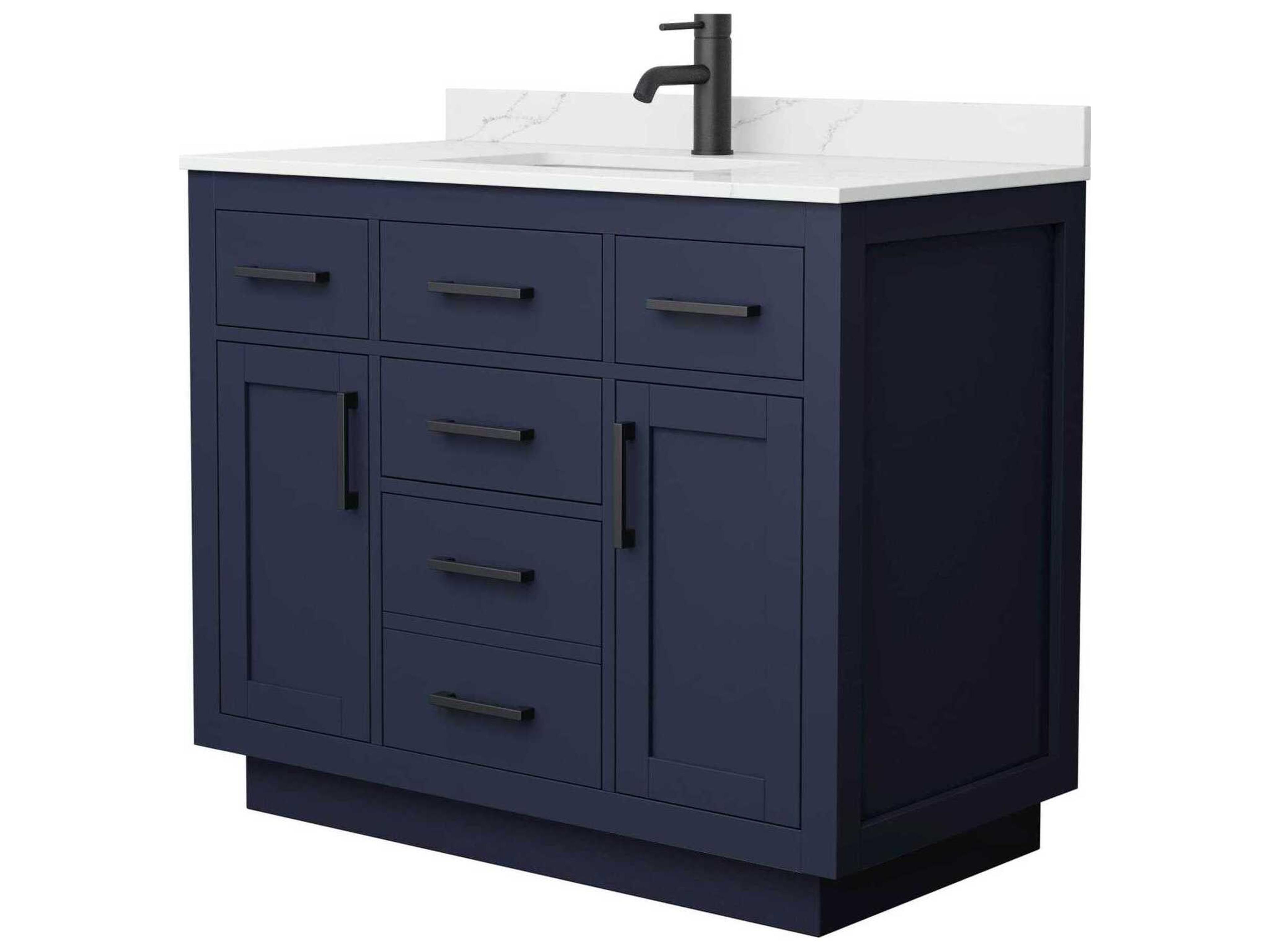 Beckett-TK 42" Dark Blue Vanity with Toe Kick