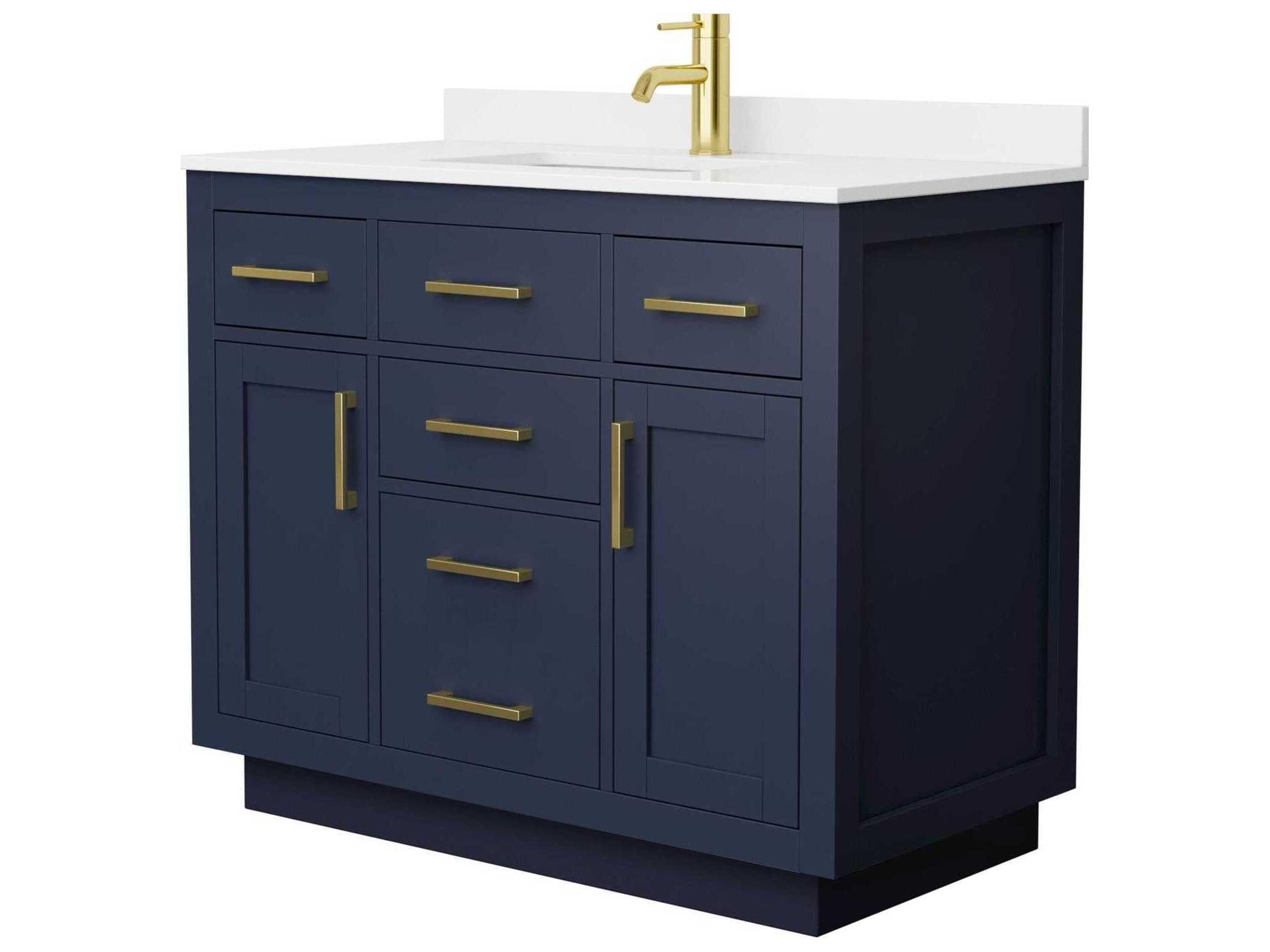 Wyndham Collection Beckett-TK 42" Dark Blue Vanity with Toe Kick