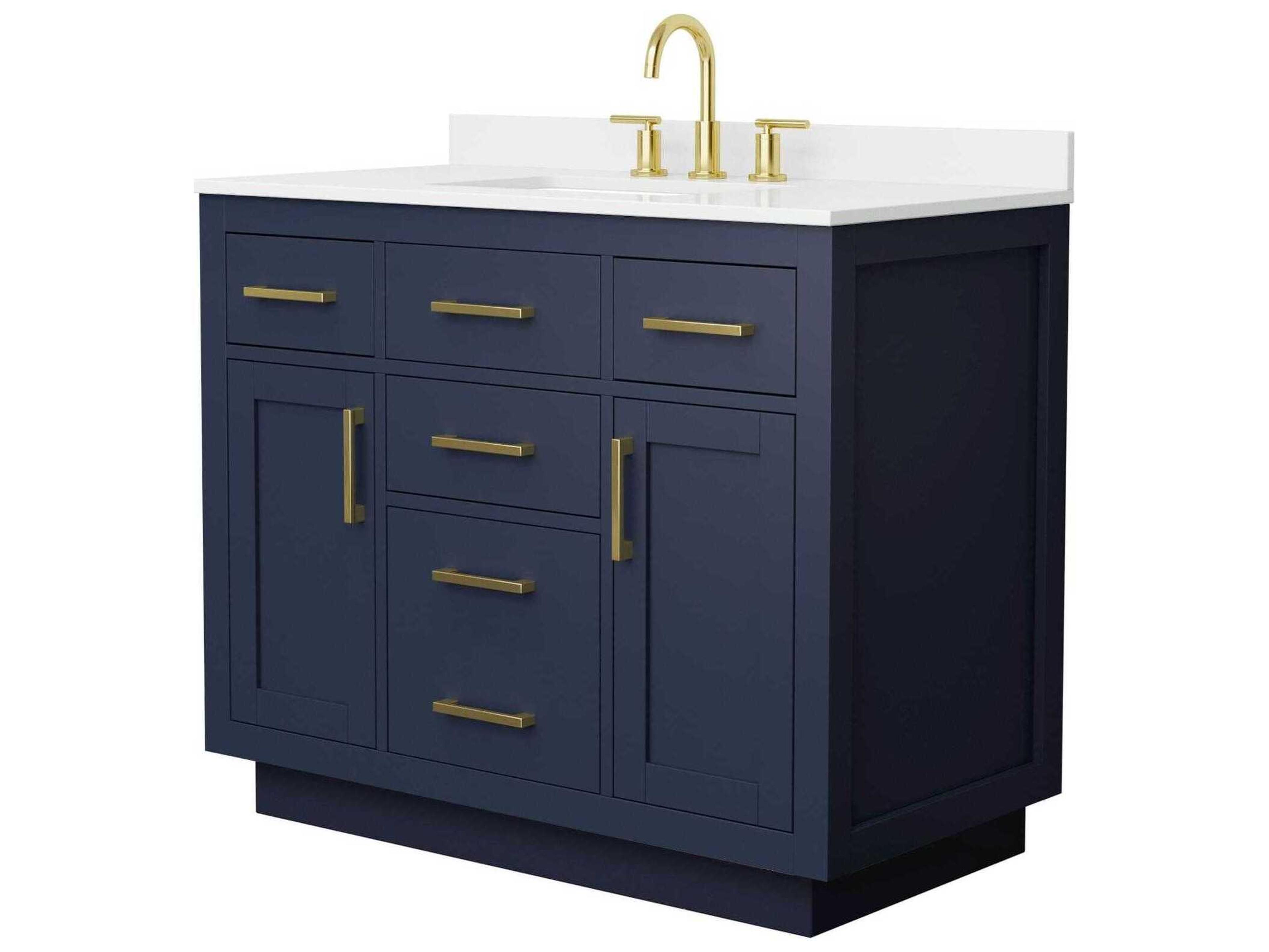 Wyndham Collection Beckett-TK 42" Dark Blue Vanity with Toe Kick