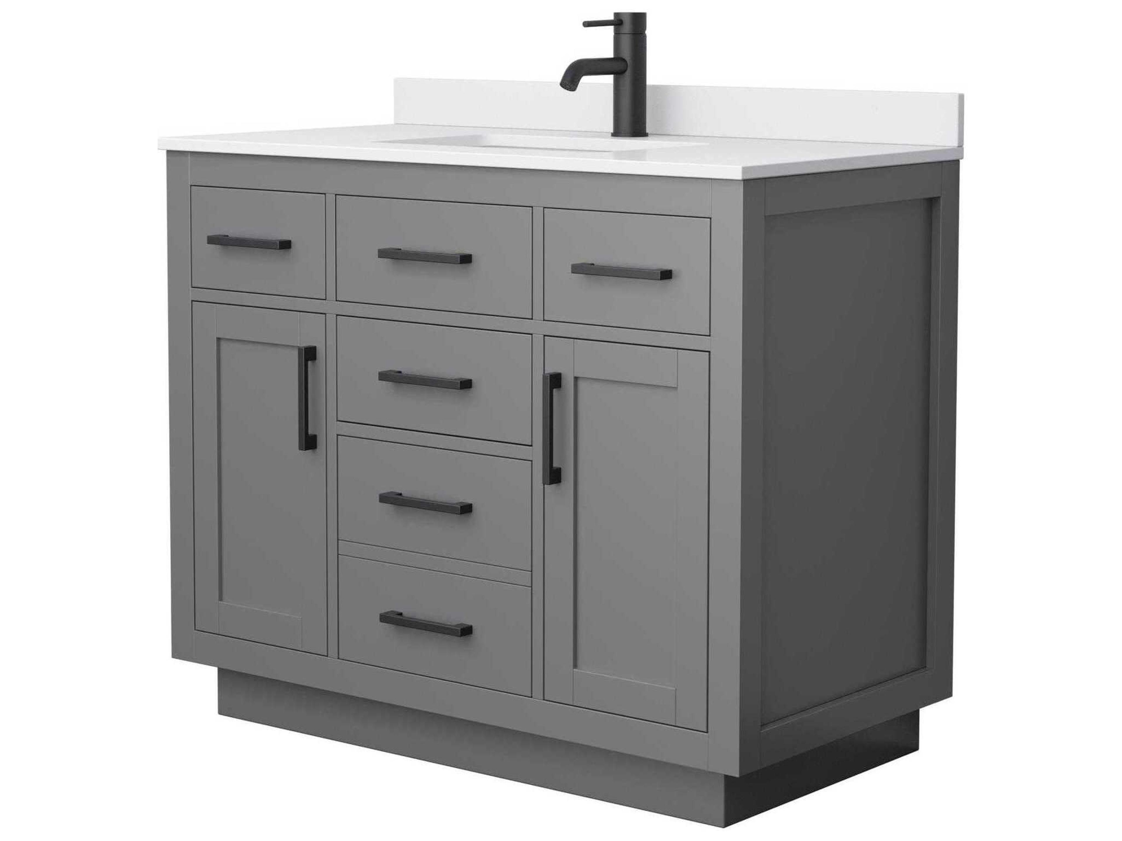 Wyndham Collection Beckett-TK 42" Dark Gray Vanity with Toe Kick