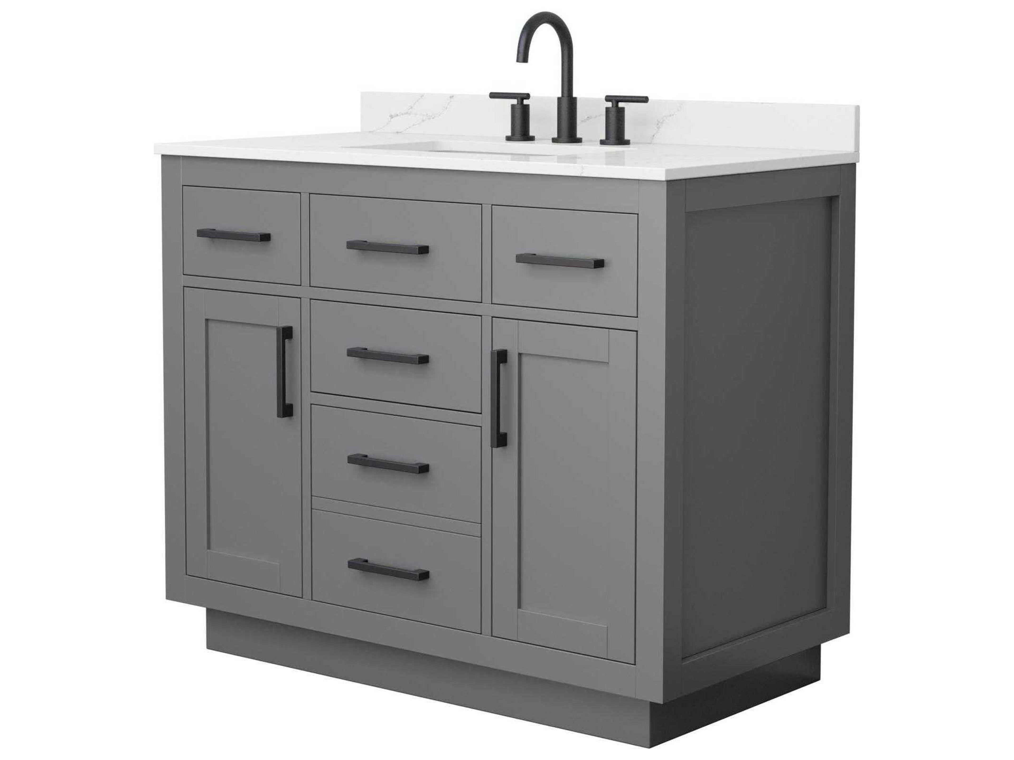 Wyndham Collection Beckett-TK 42" Dark Gray Vanity with Toe Kick