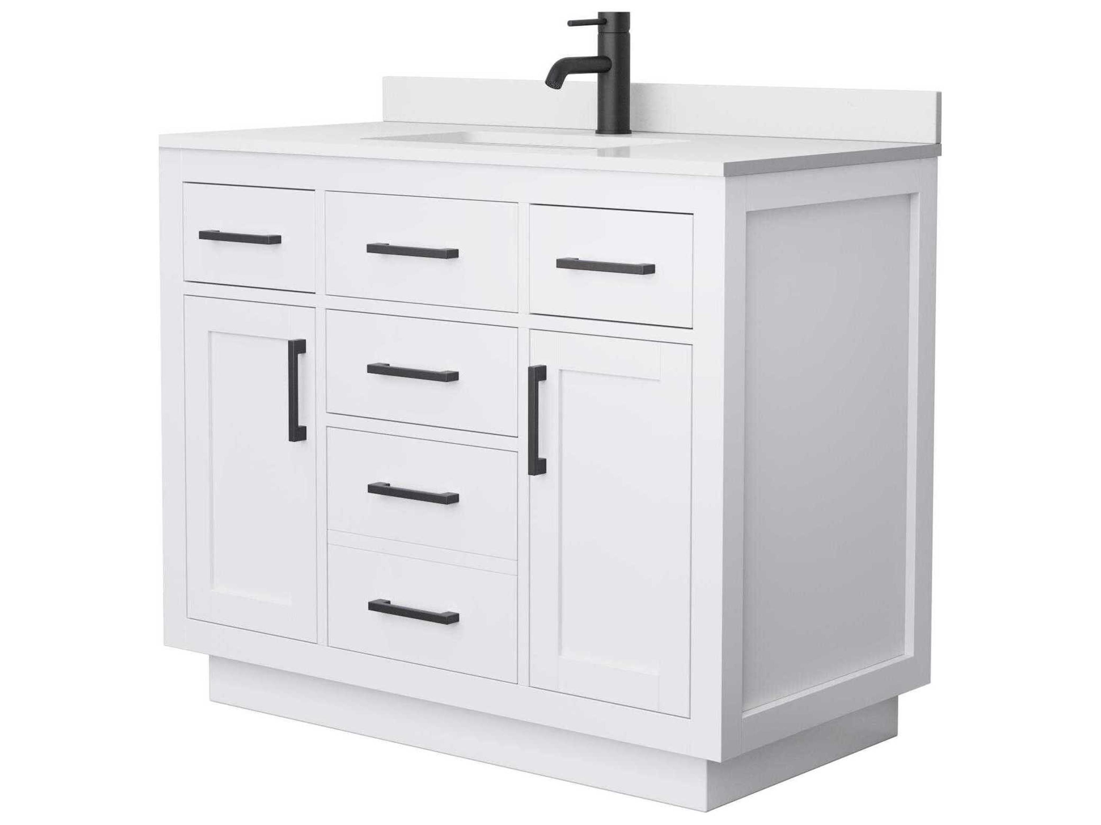 Wyndham Collection Beckett-TK 42" White Vanity with Toe Kick