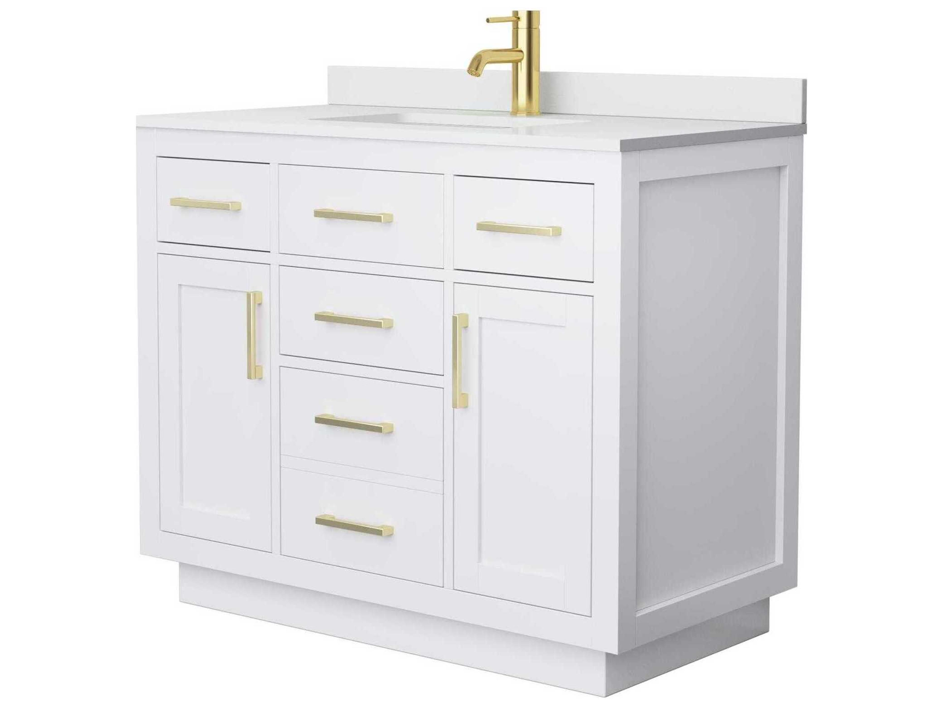 Wyndham Collection Beckett-TK 42" White Vanity with Toe Kick