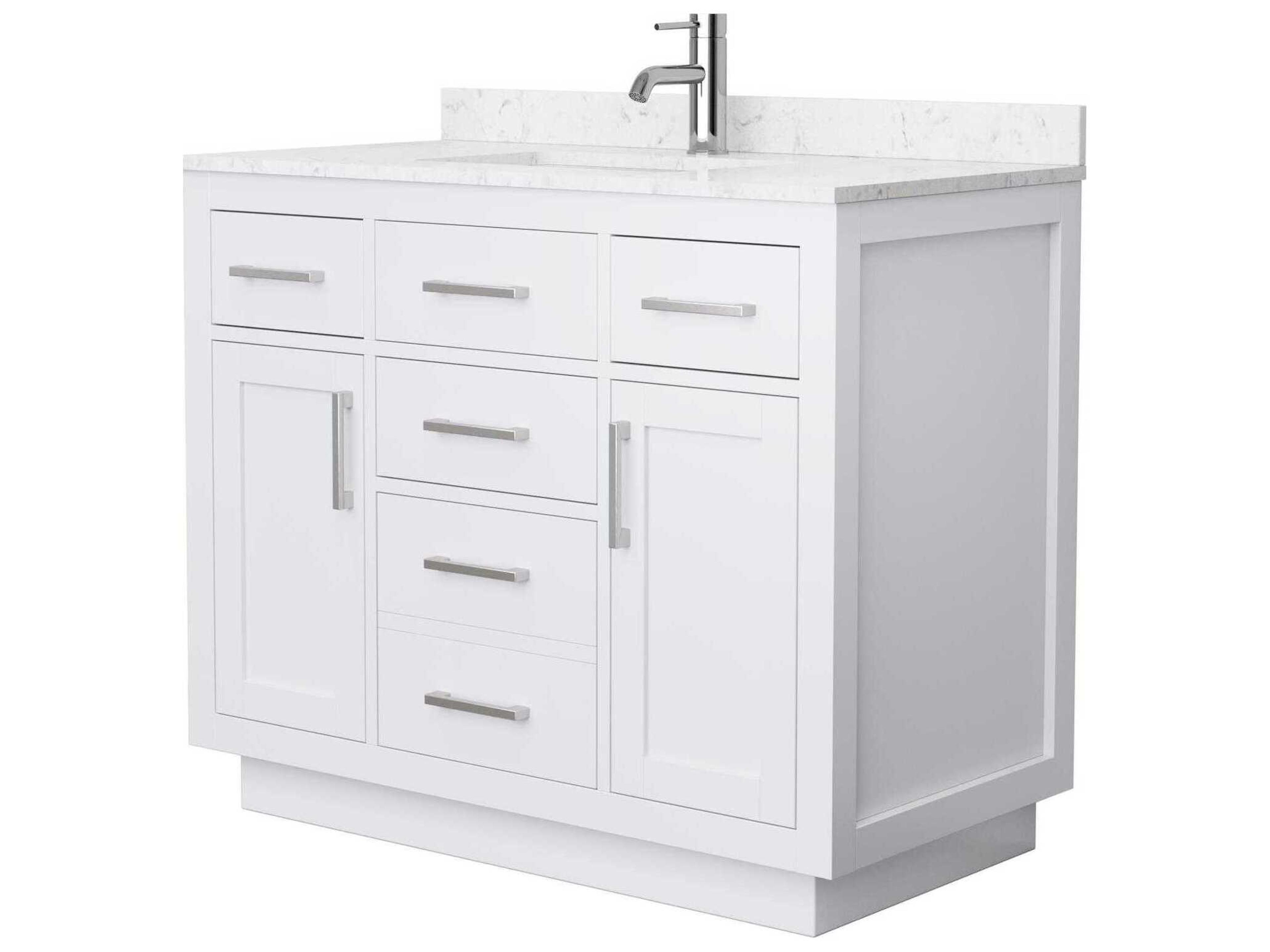 Wyndham Collection Beckett-TK 42" White Vanity with Toe Kick
