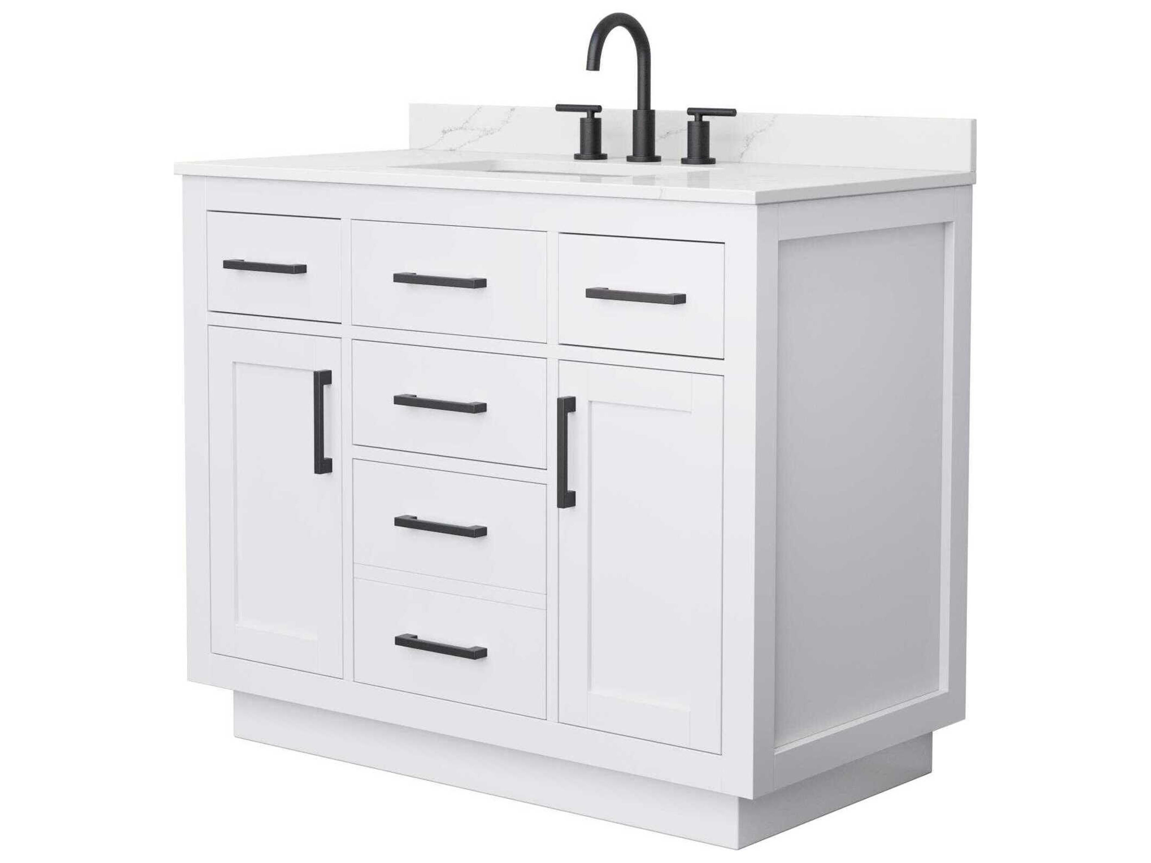 Wyndham Collection Beckett-TK 42" White Vanity with Toe Kick