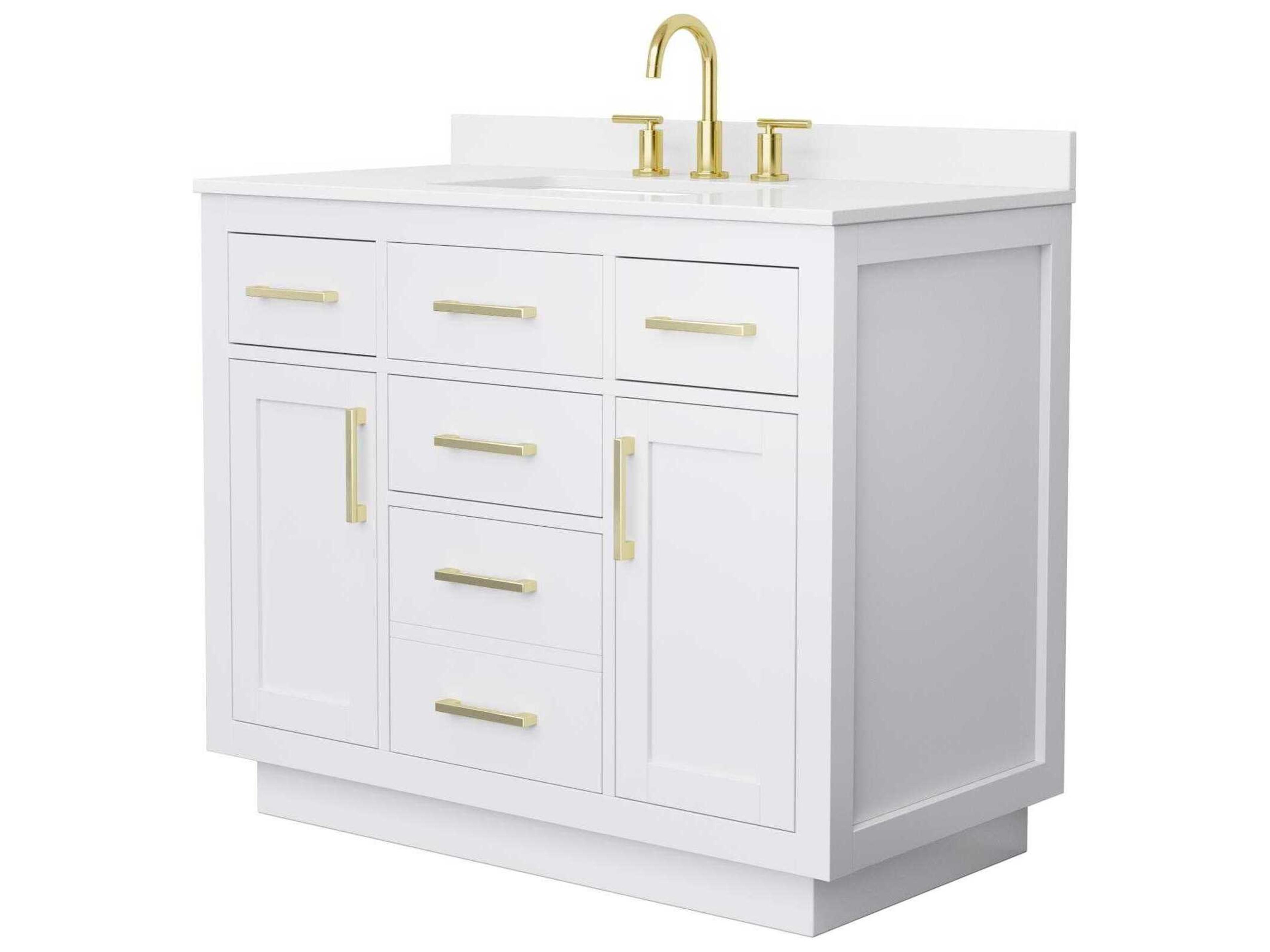 Wyndham Collection Beckett-TK 42" White Vanity with Toe Kick