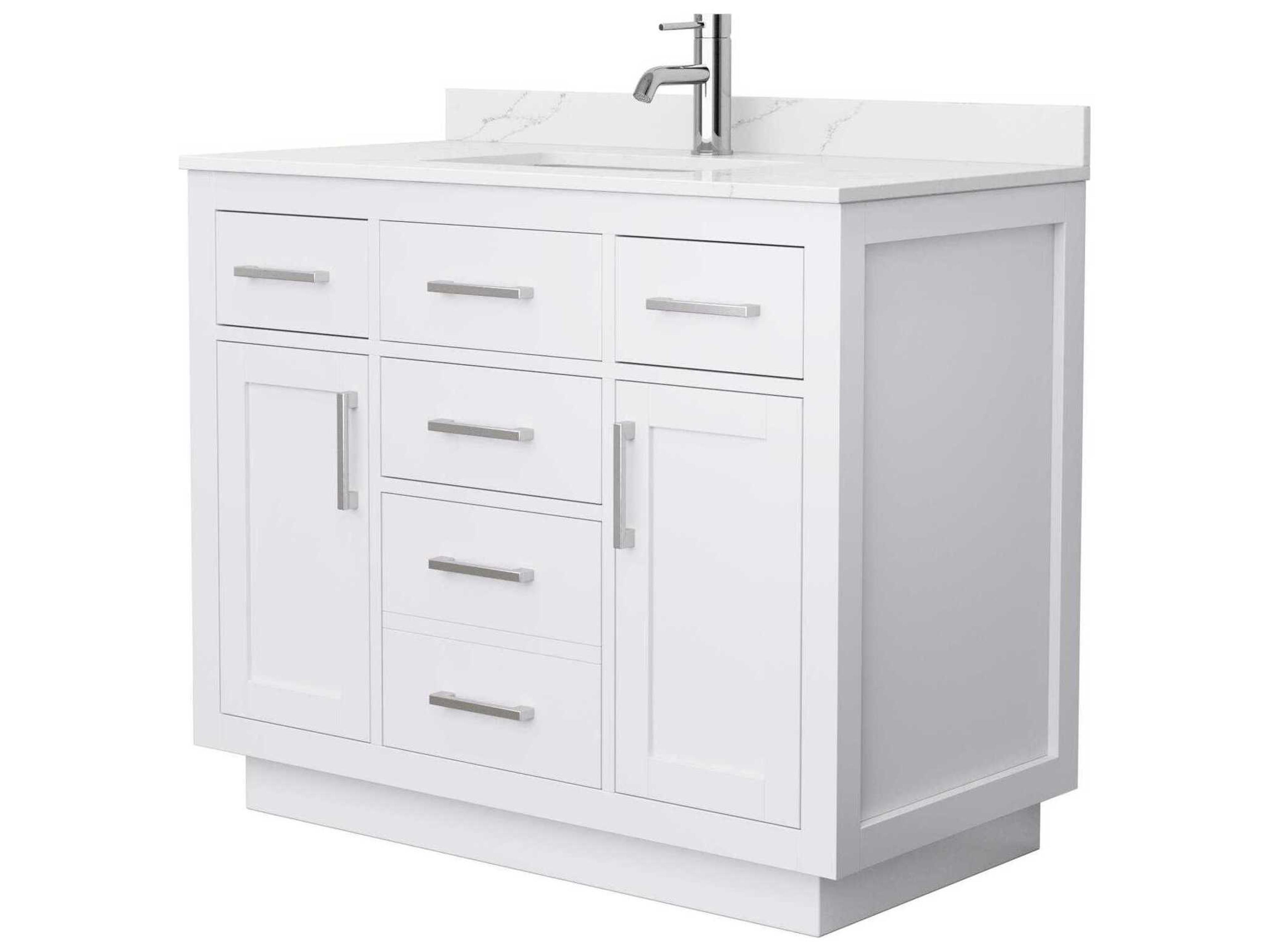Wyndham Collection Beckett-TK 42" White Vanity with Toe Kick