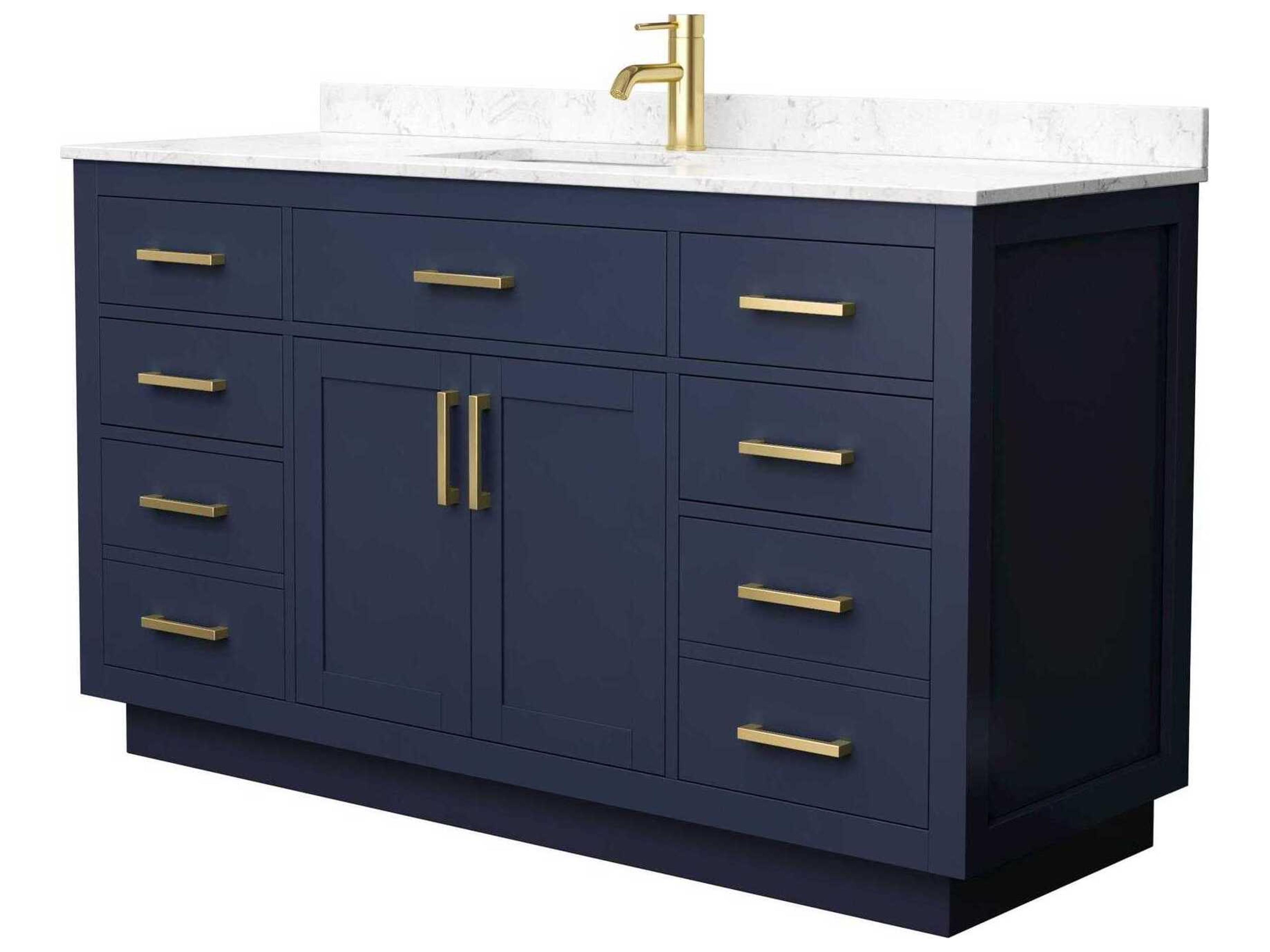 Wyndham Collection Beckett-TK 60" Dark Blue Vanity with Toe Kick