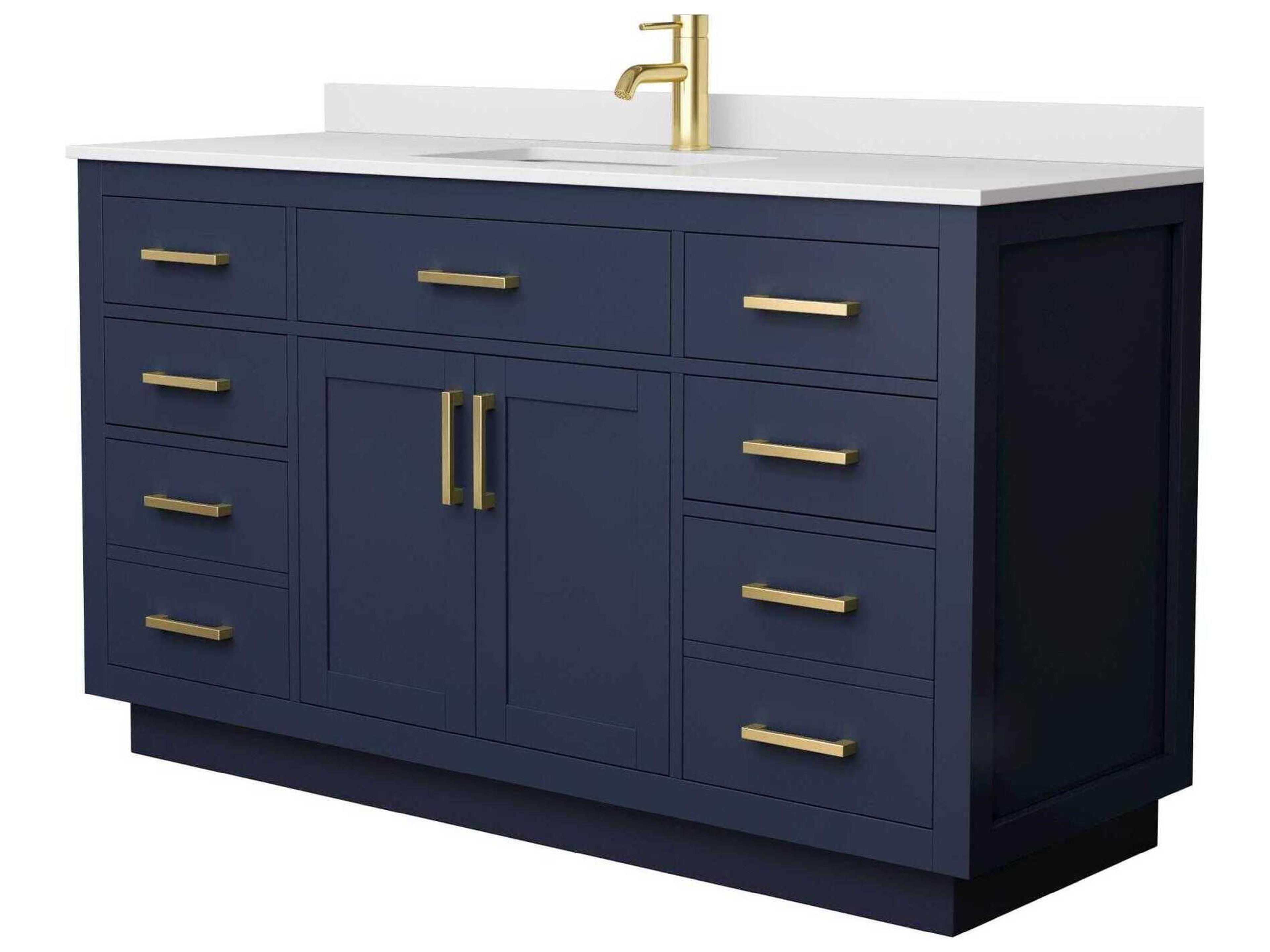 Wyndham Collection Beckett-TK 60" Dark Blue Vanity with Toe Kick