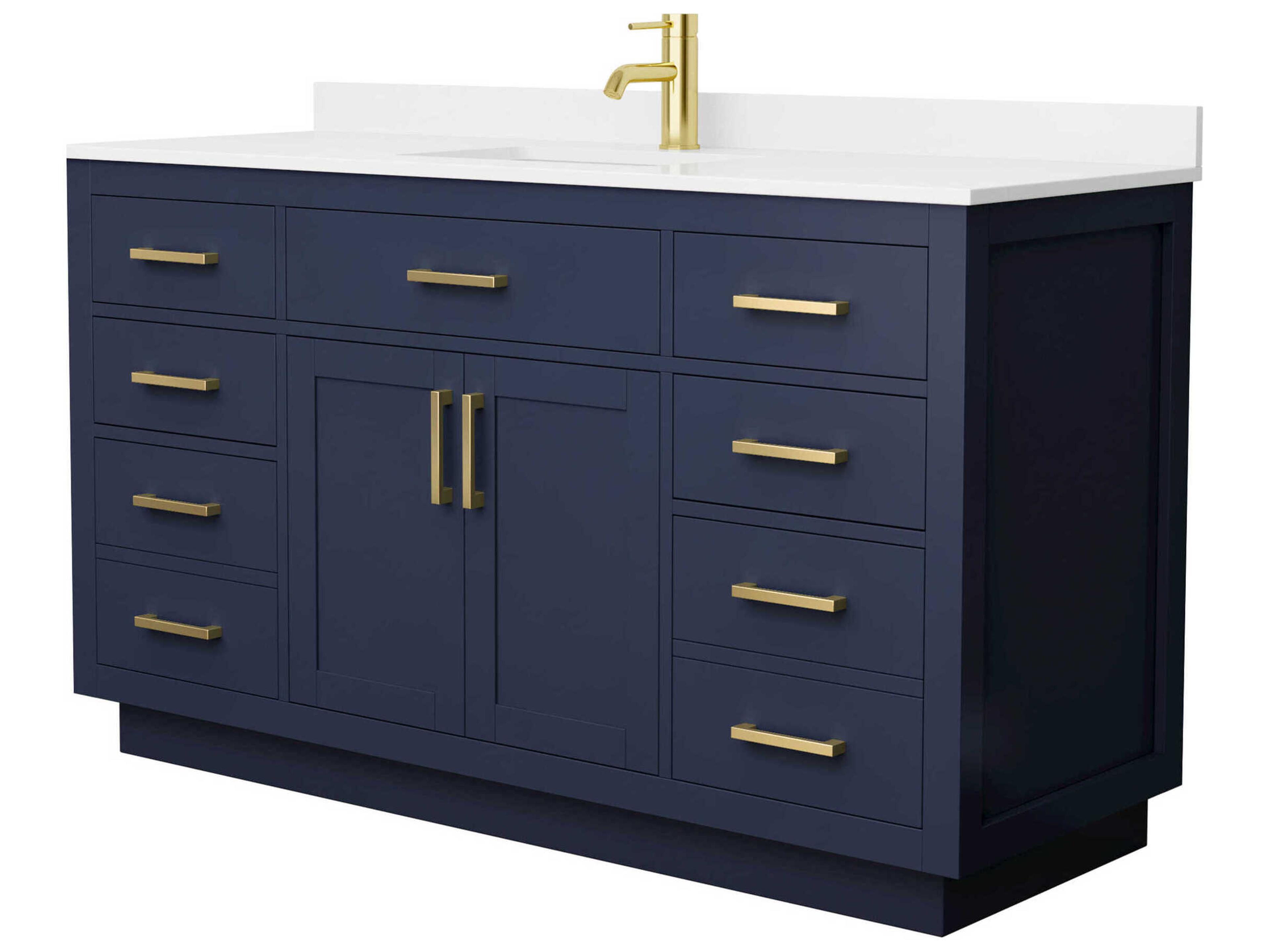 Wyndham Collection Beckett-TK 60" Dark Blue Vanity with Toe Kick