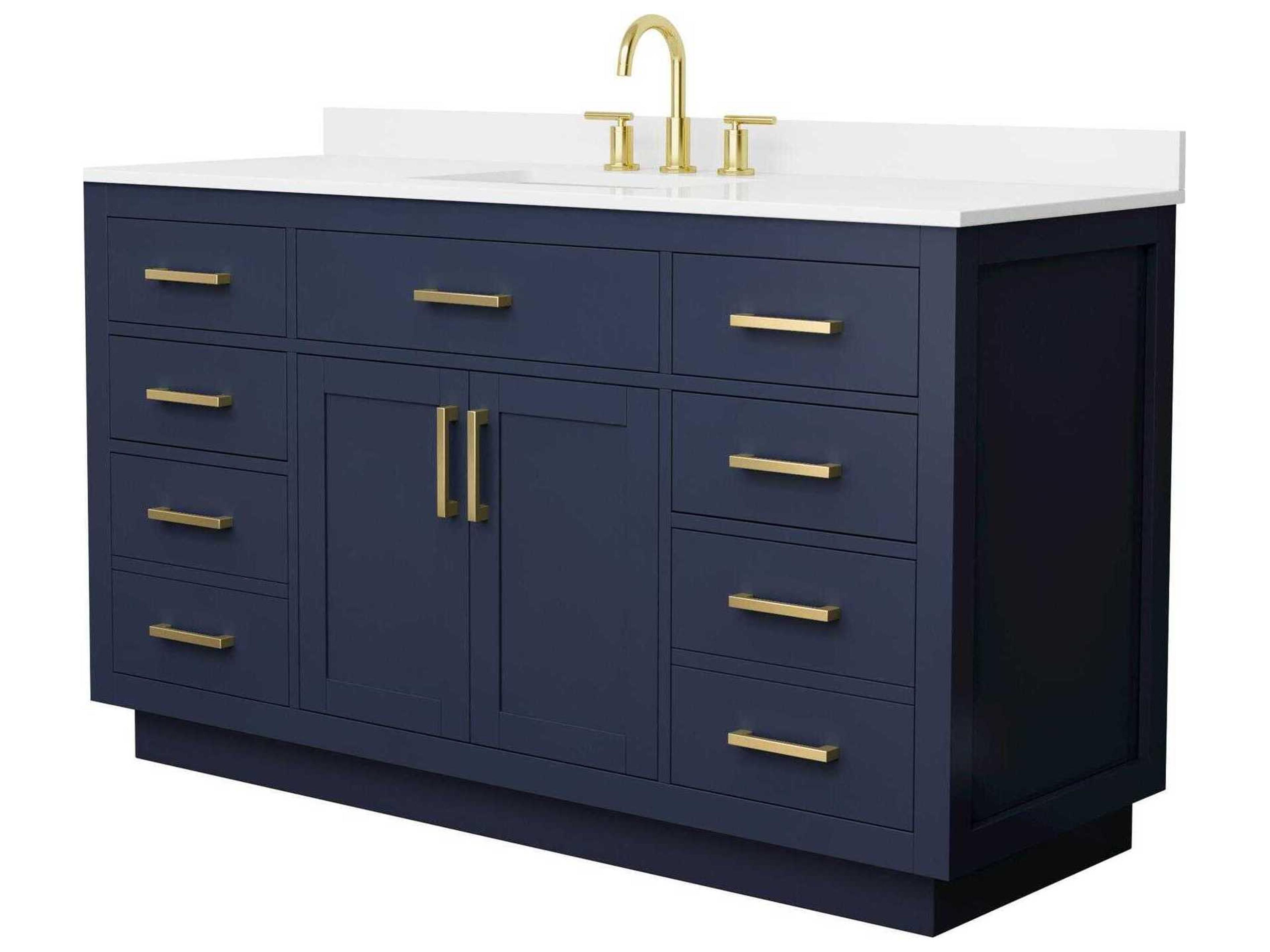 Wyndham Collection Beckett-TK 60" Dark Blue Vanity with Toe Kick