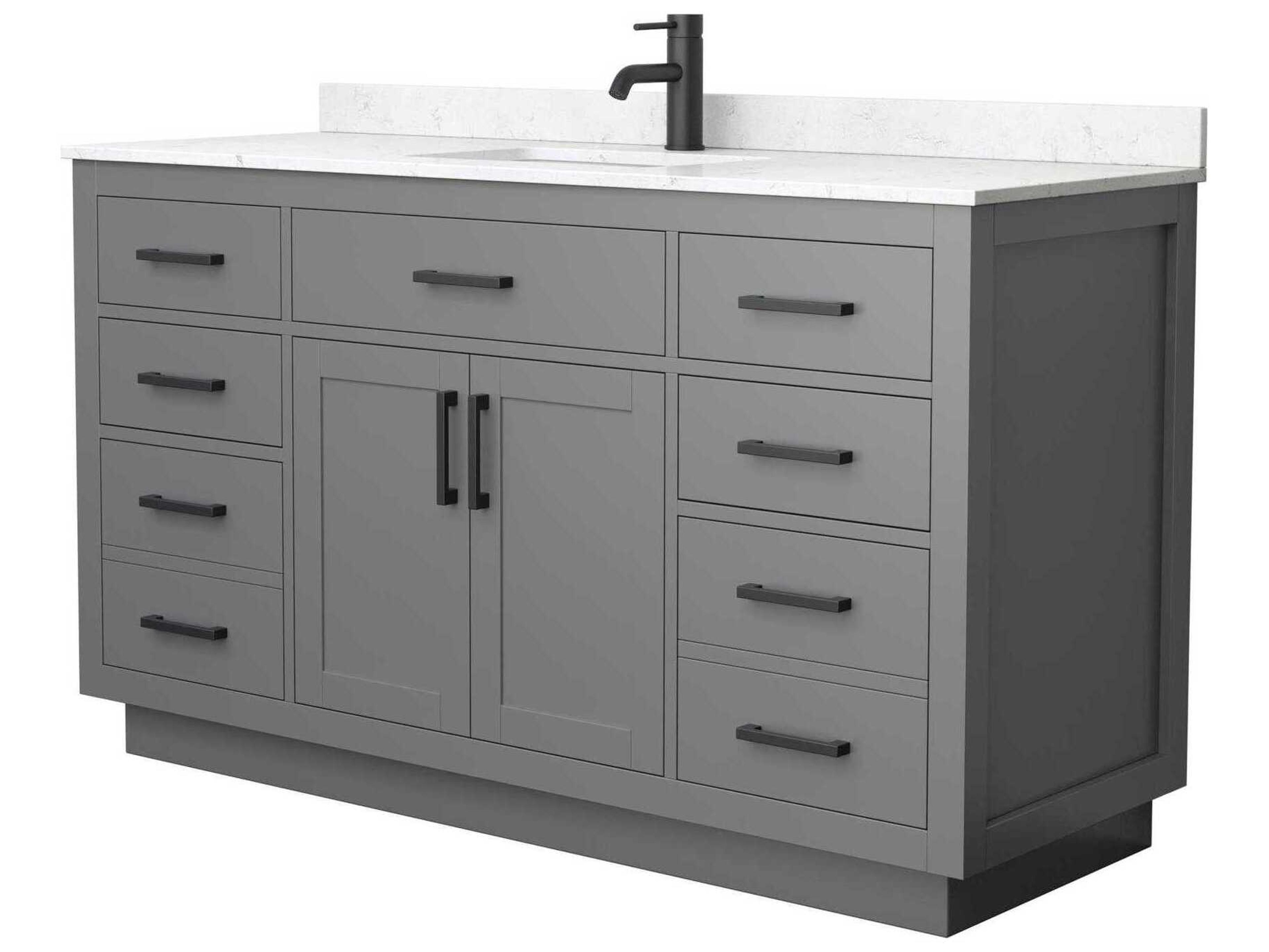 Beckett-TK 60" Dark Gray Vanity with Toe Kick