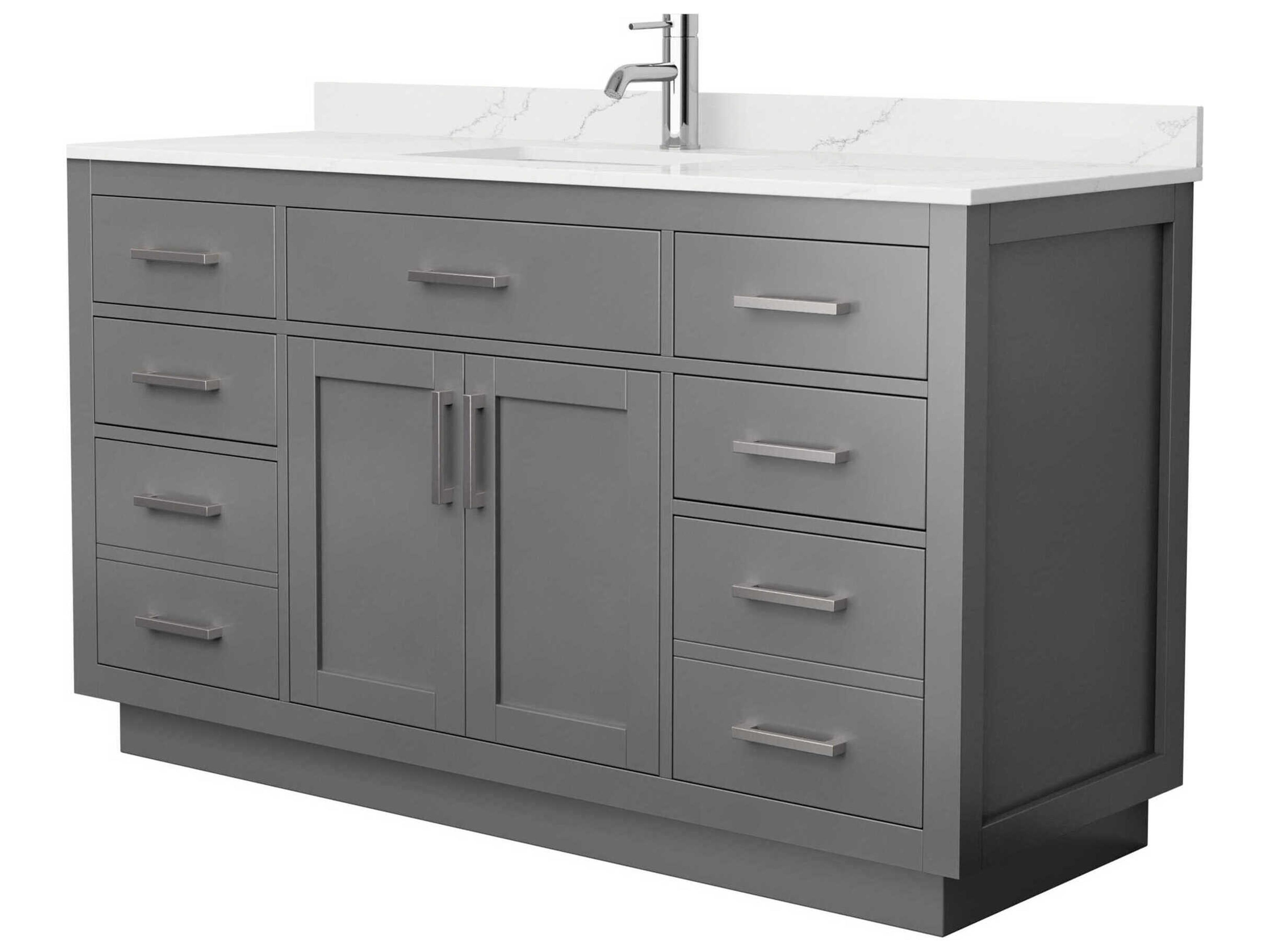 Wyndham Collection Beckett-TK 60" Dark Gray Vanity with Toe Kick