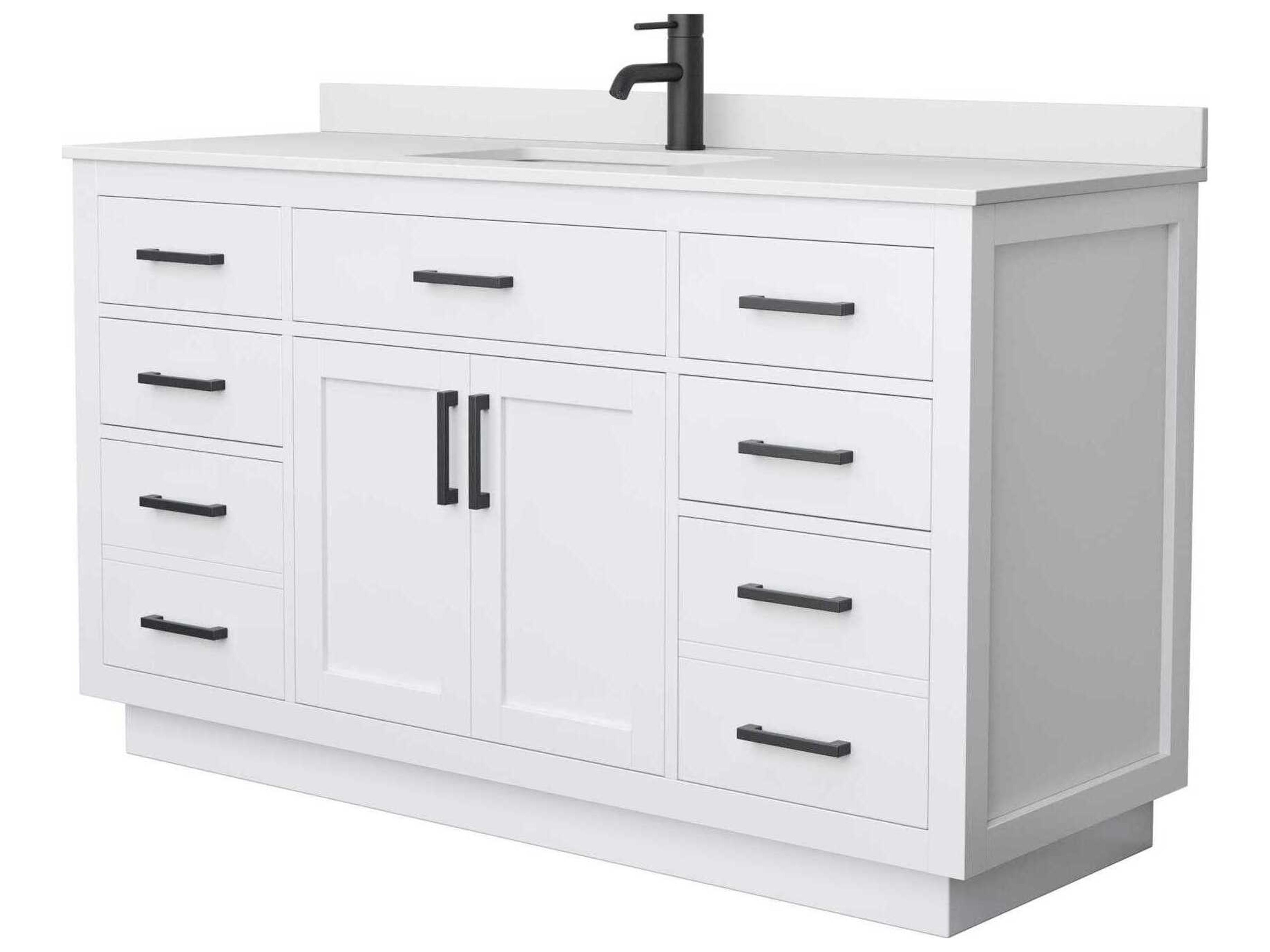 Wyndham Collection Beckett-TK 60" White Vanity with Toe Kick