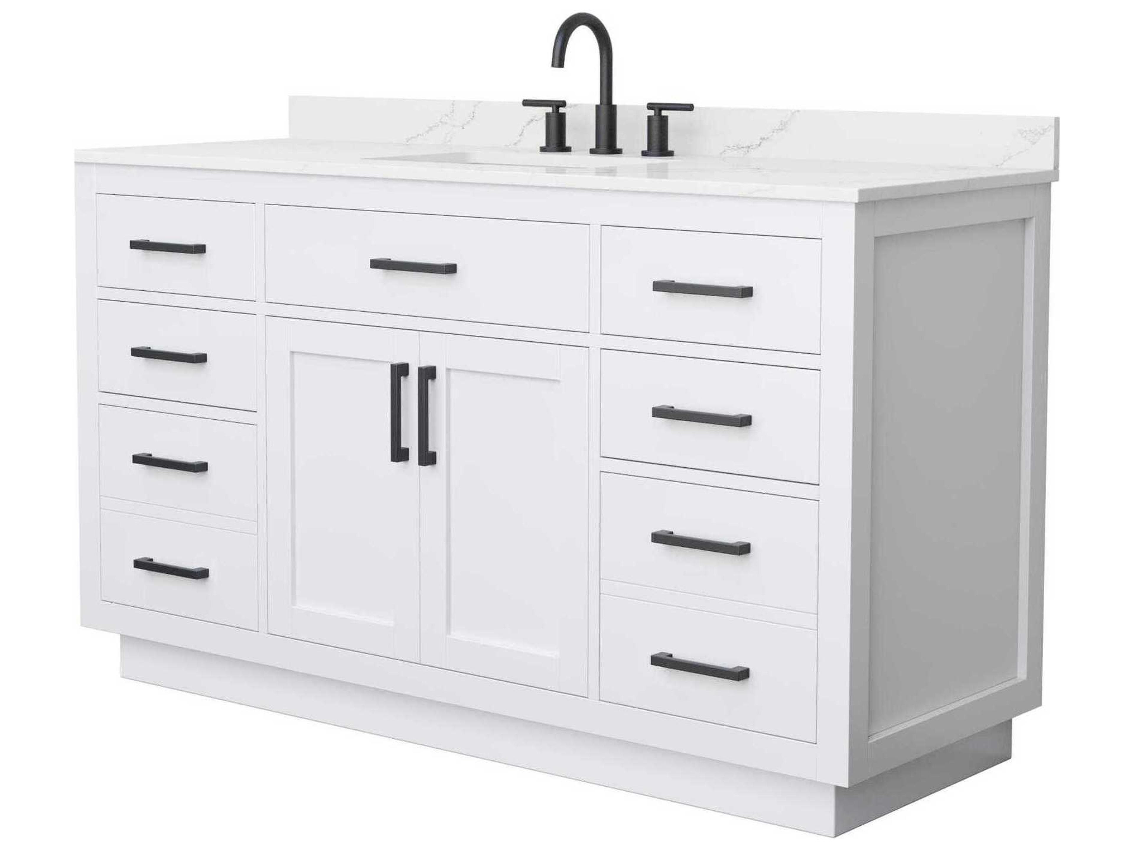 Wyndham Collection Beckett-TK 60" White Vanity with Toe Kick