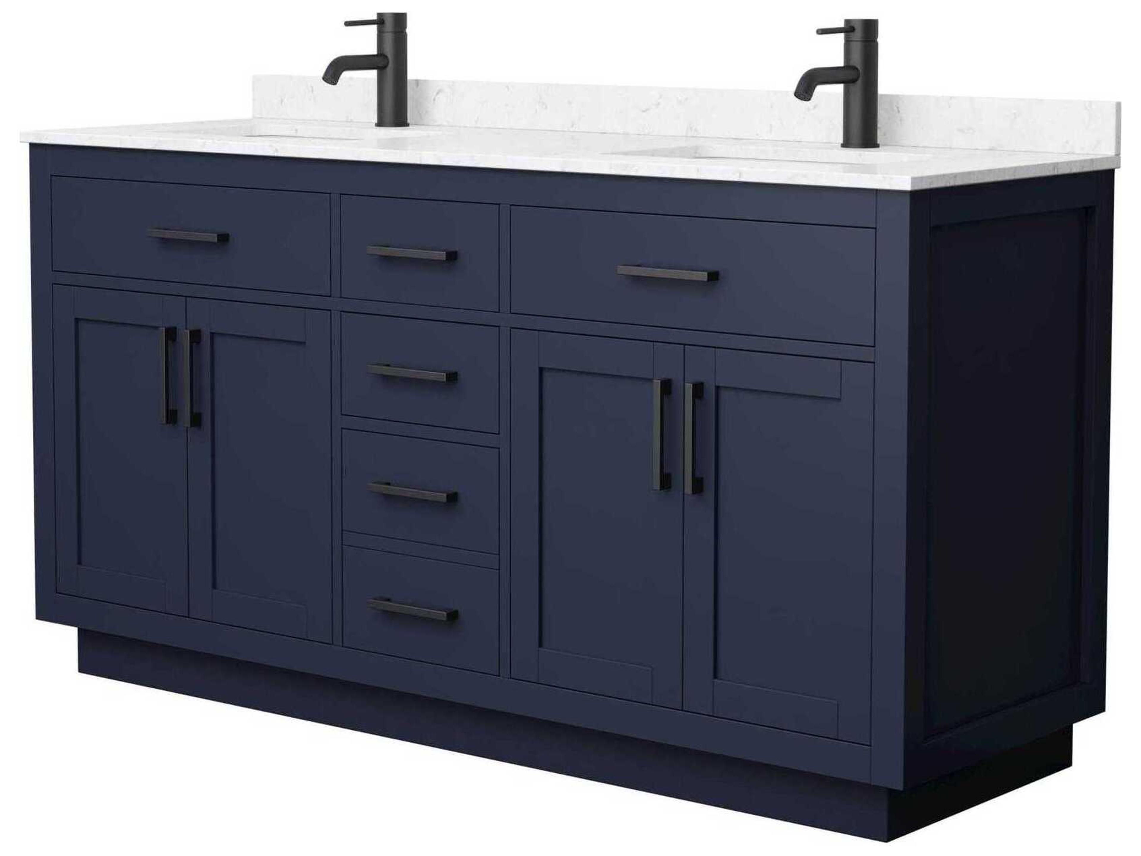 Beckett-TK 66" Dark Blue Vanity with Toe Kick