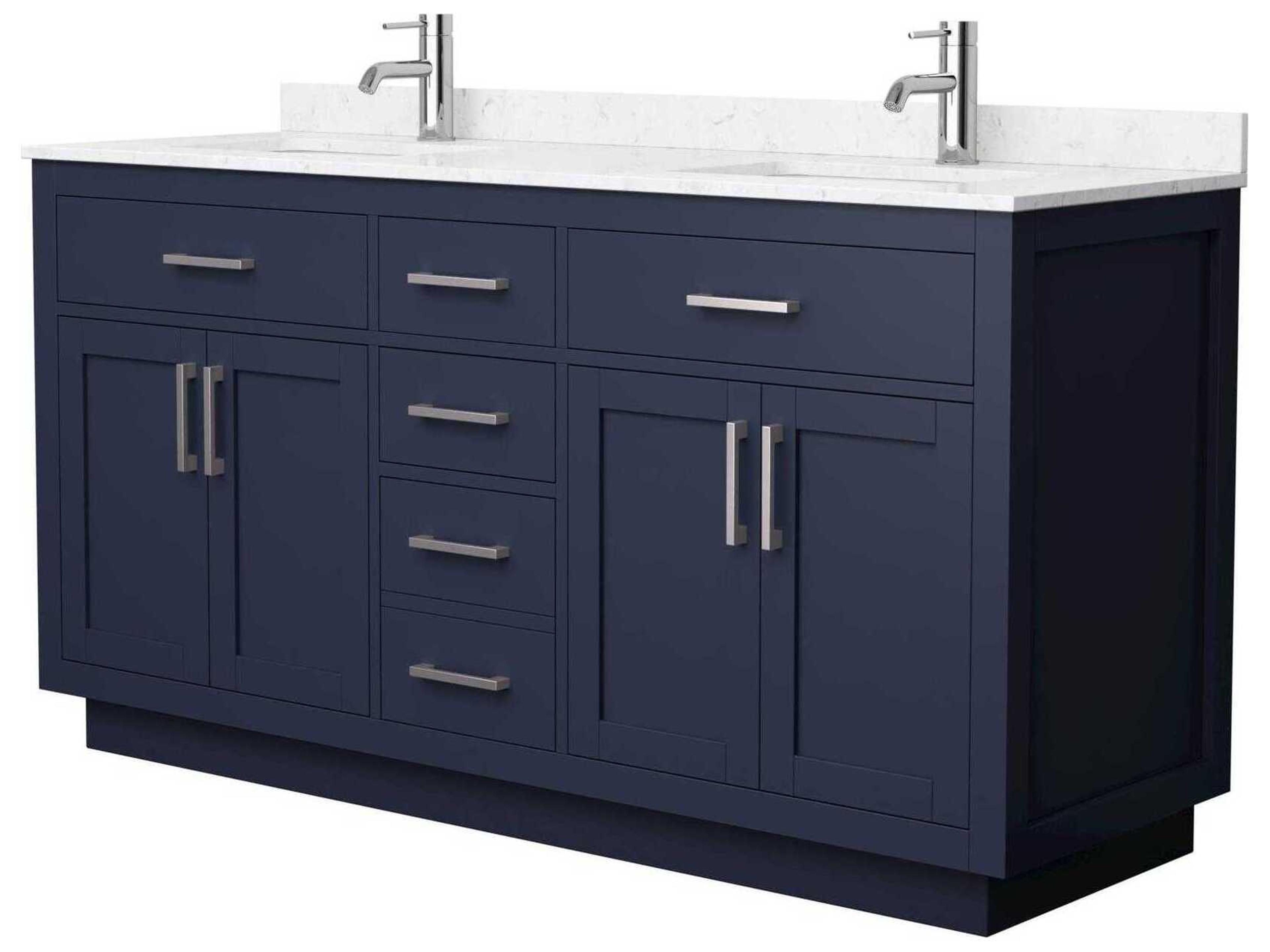 Wyndham Collection Beckett-TK 66" Dark Blue Vanity with Toe Kick