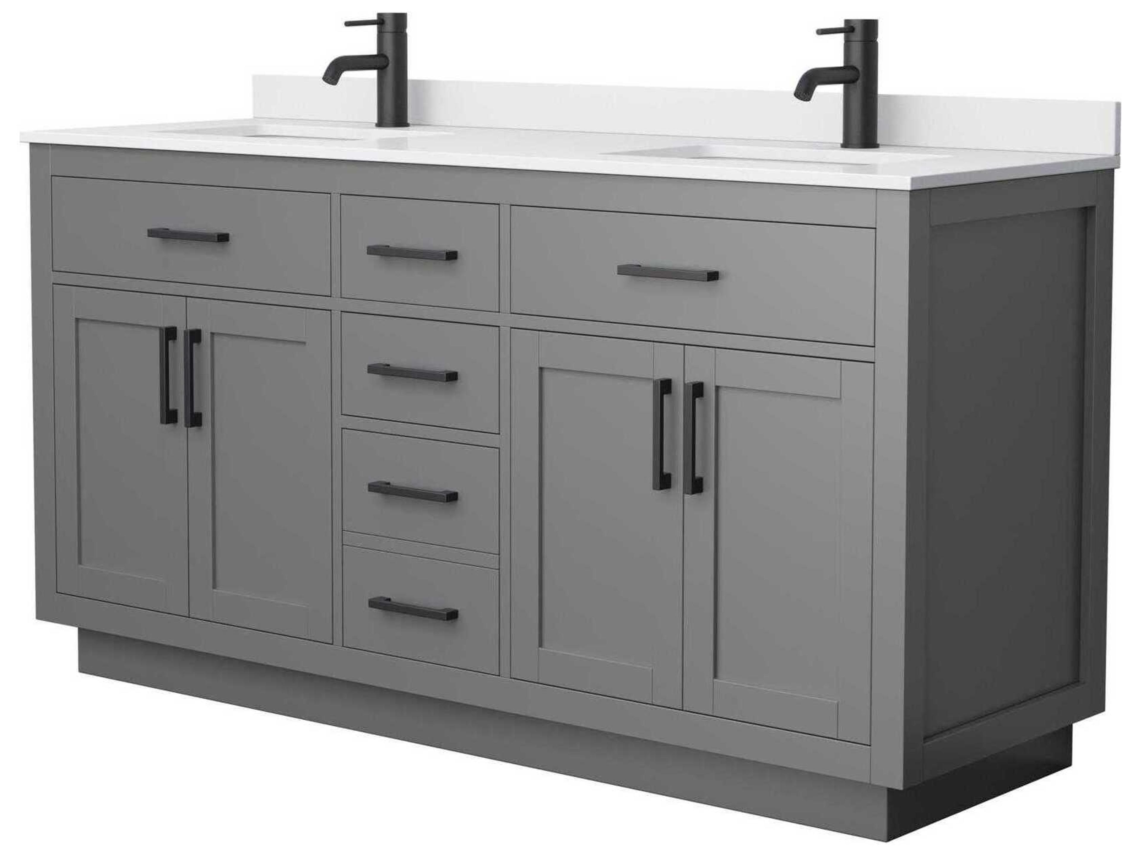 Wyndham Collection Beckett-TK 66" Dark Gray Vanity with Toe Kick