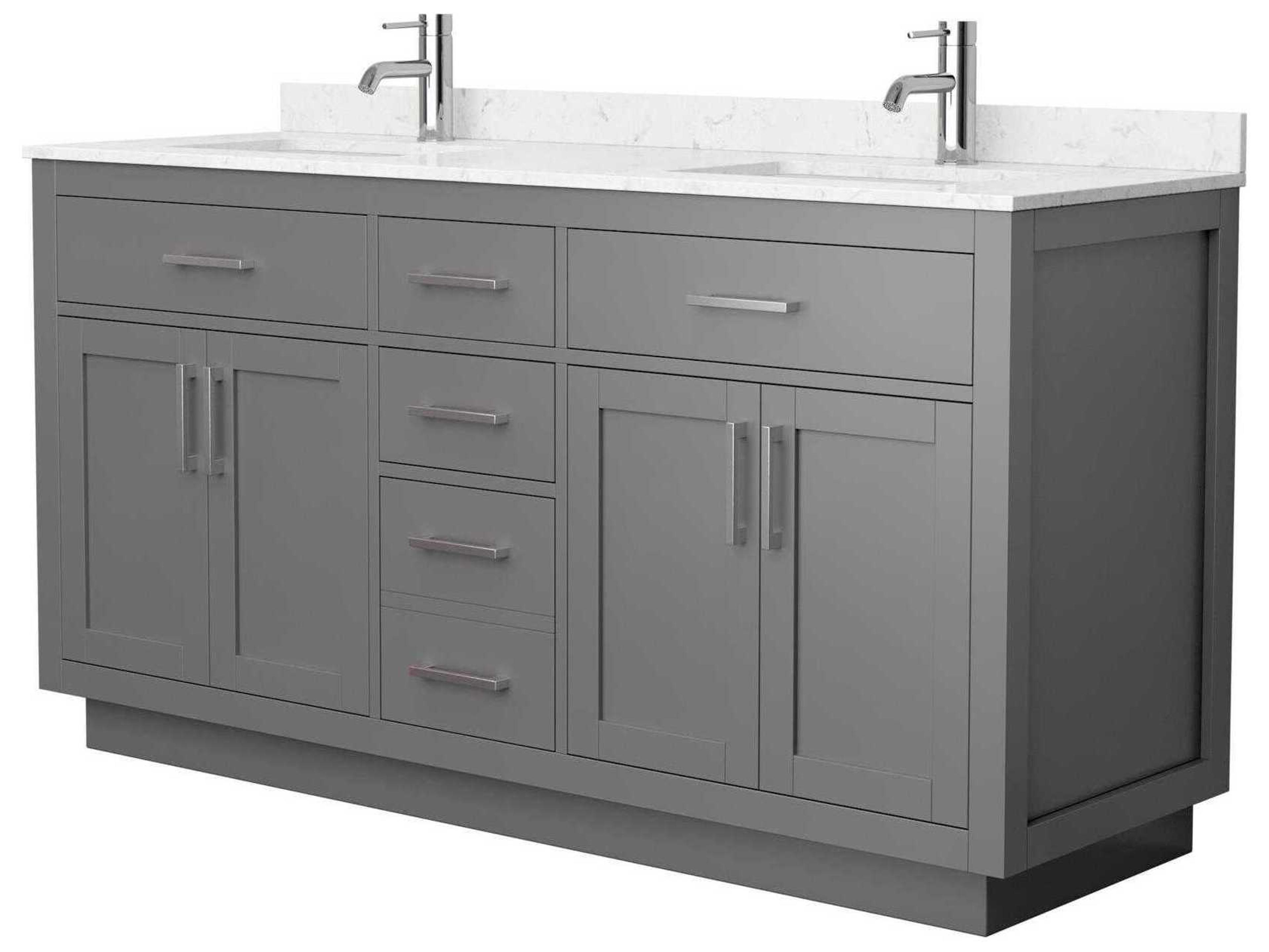 Wyndham Collection Beckett-TK 66" Dark Gray Vanity with Toe Kick