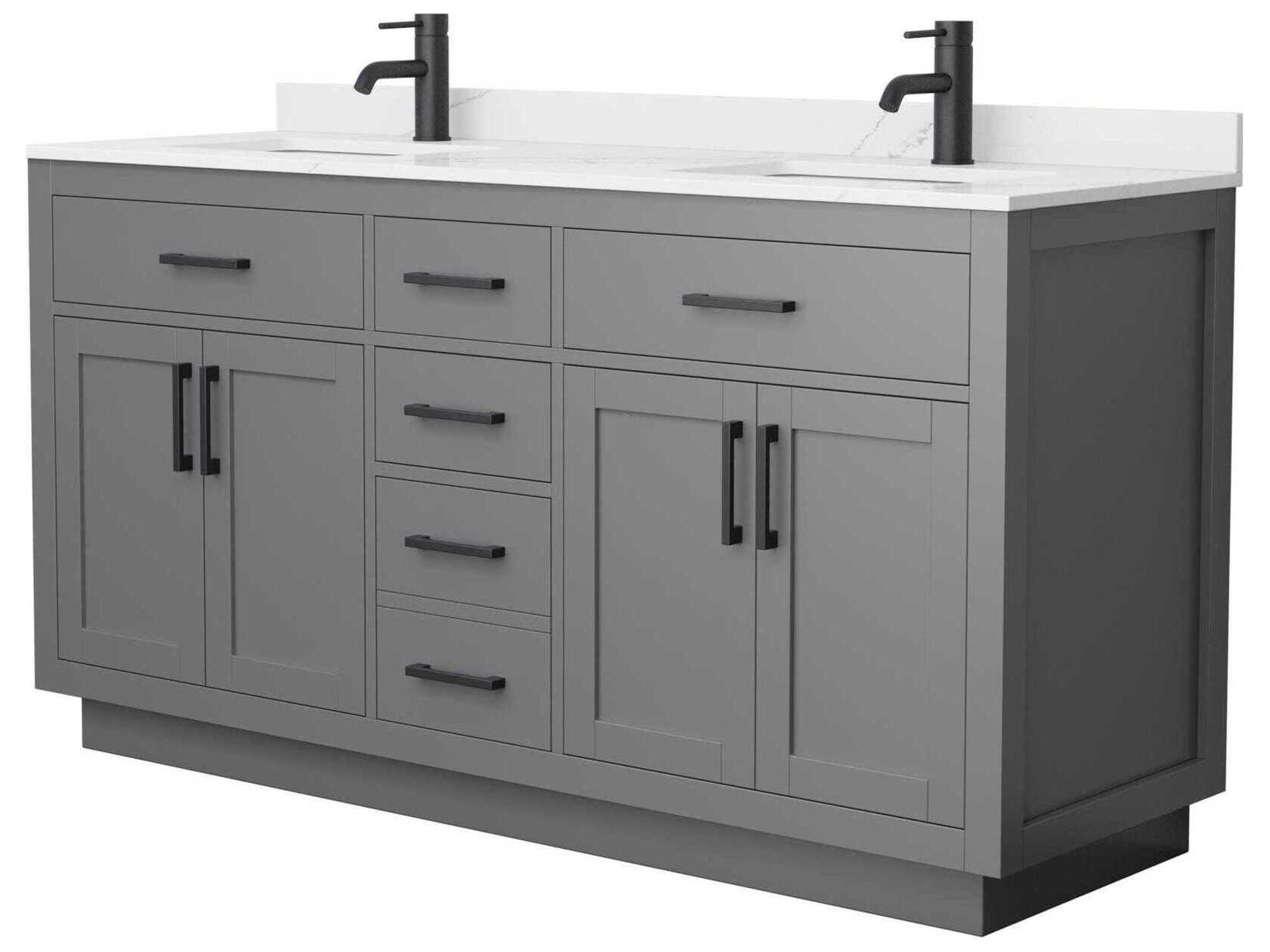 Beckett-TK 66" Dark Gray Vanity with Toe Kick