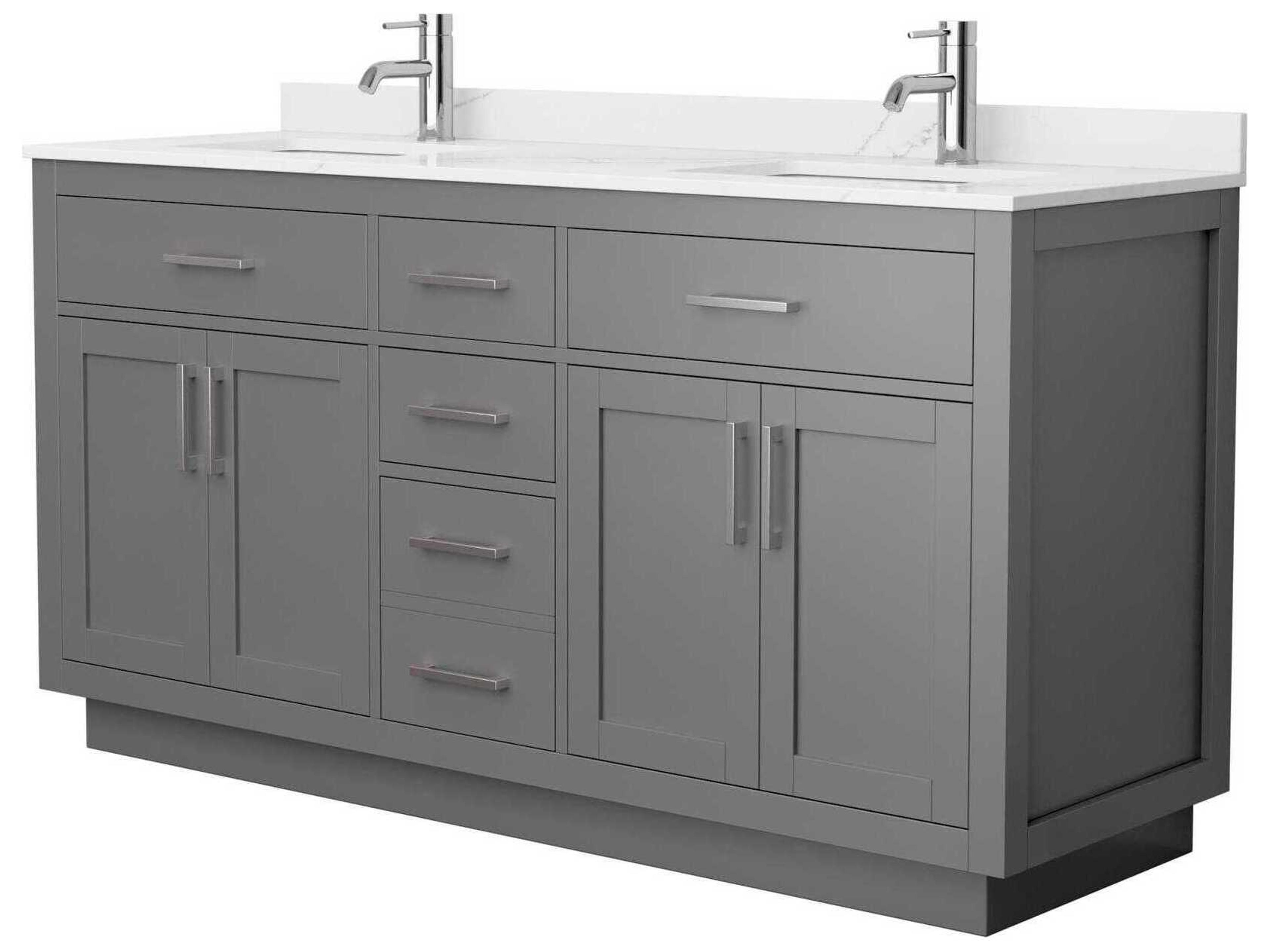Wyndham Collection Beckett-TK 66" Dark Gray Vanity with Toe Kick