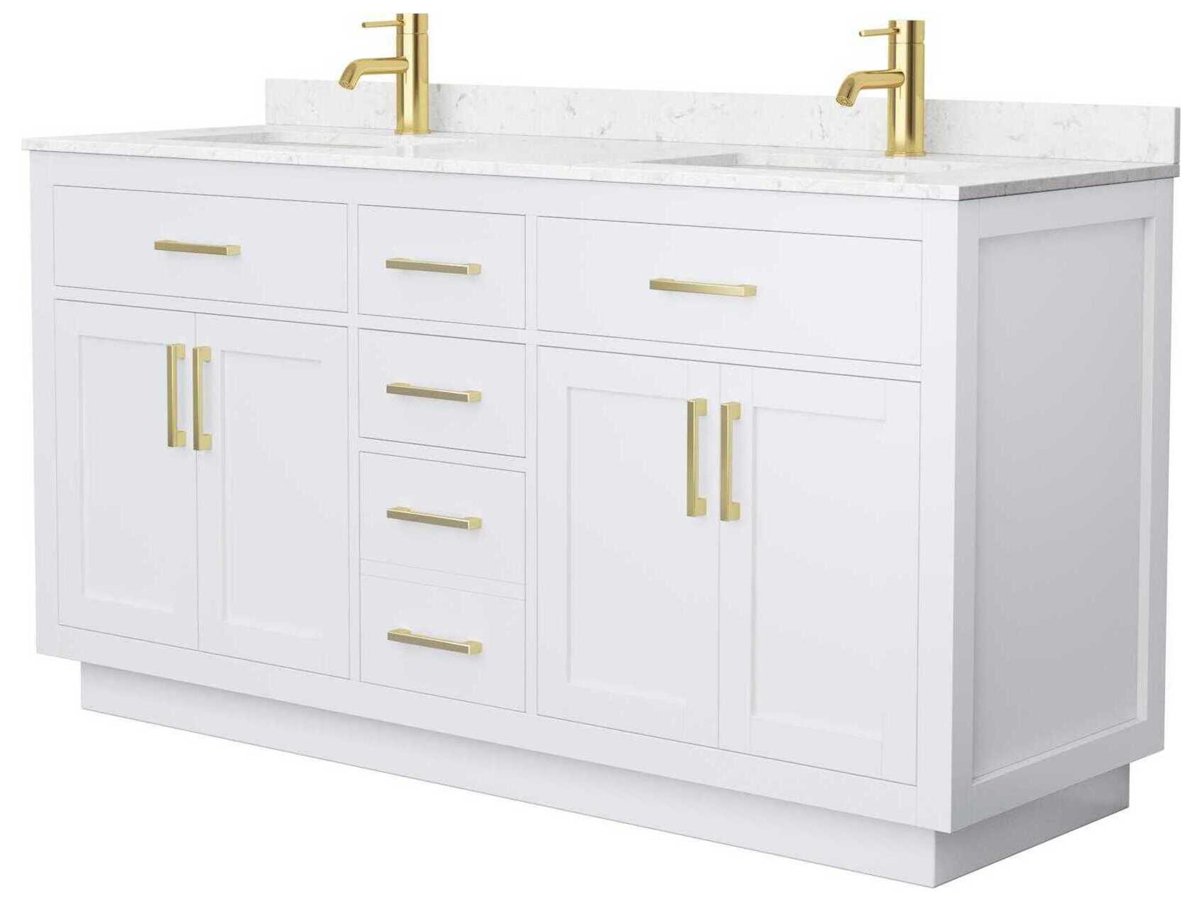Wyndham Collection Beckett-TK 66" White Vanity with Toe Kick