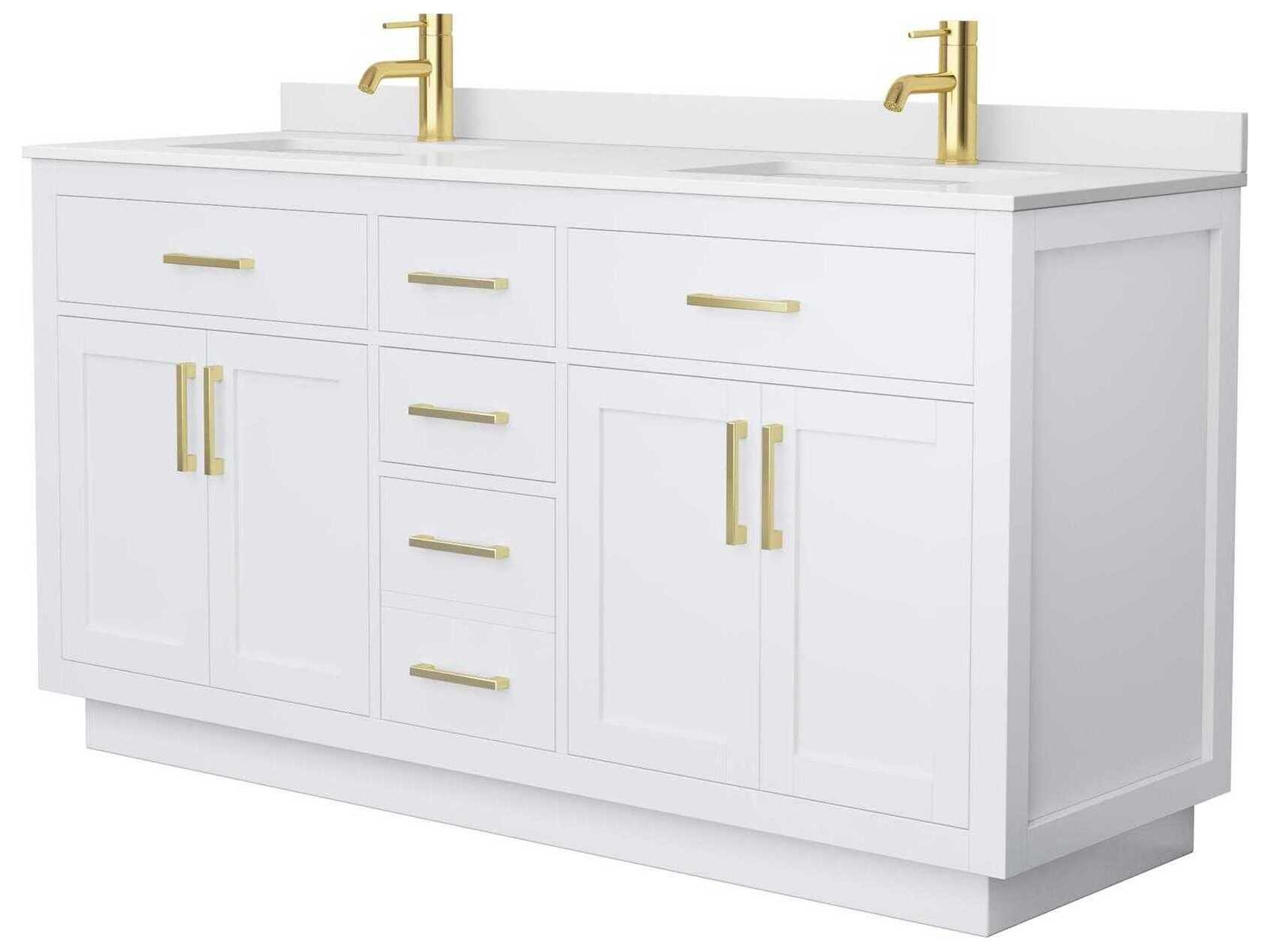 Wyndham Collection Beckett-TK 66" White Vanity with Toe Kick