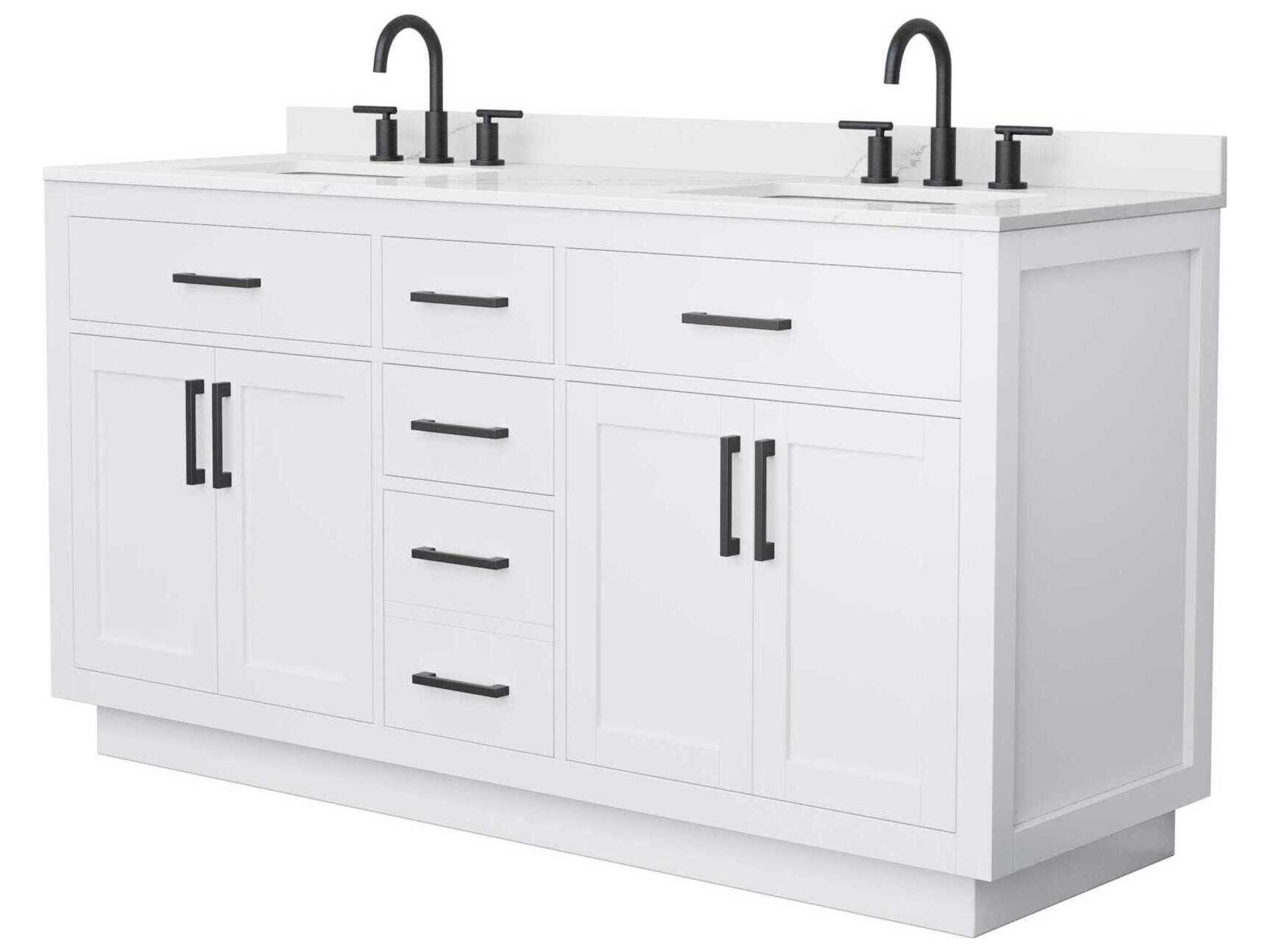 Wyndham Collection Beckett-TK 66" White Vanity with Toe Kick