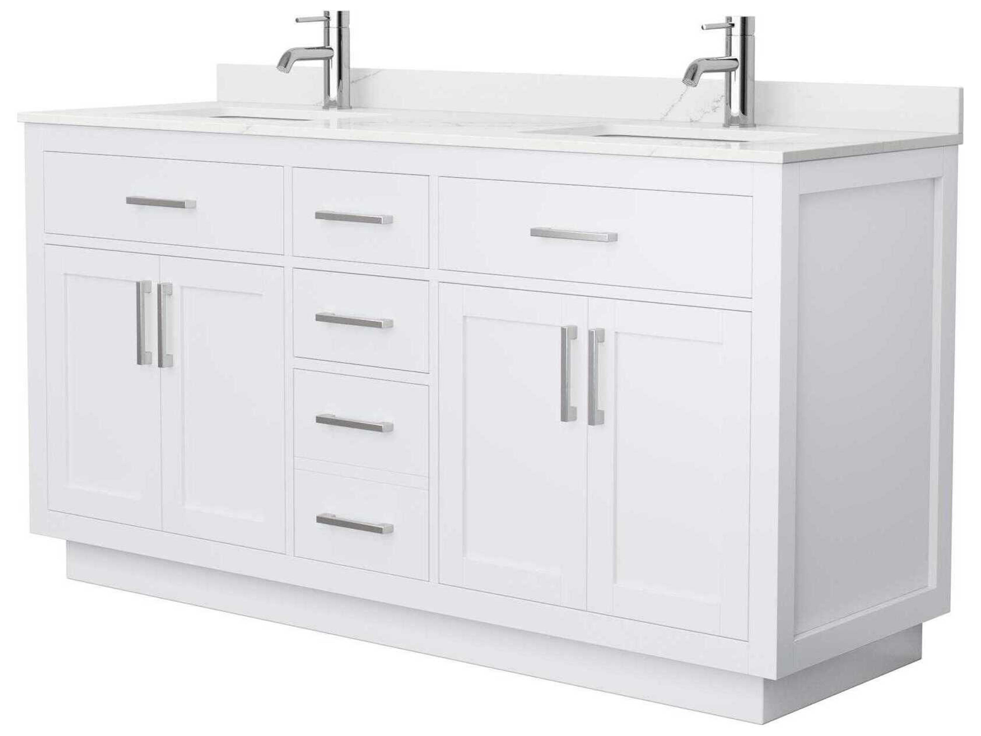 Wyndham Collection Beckett-TK 66" White Vanity with Toe Kick