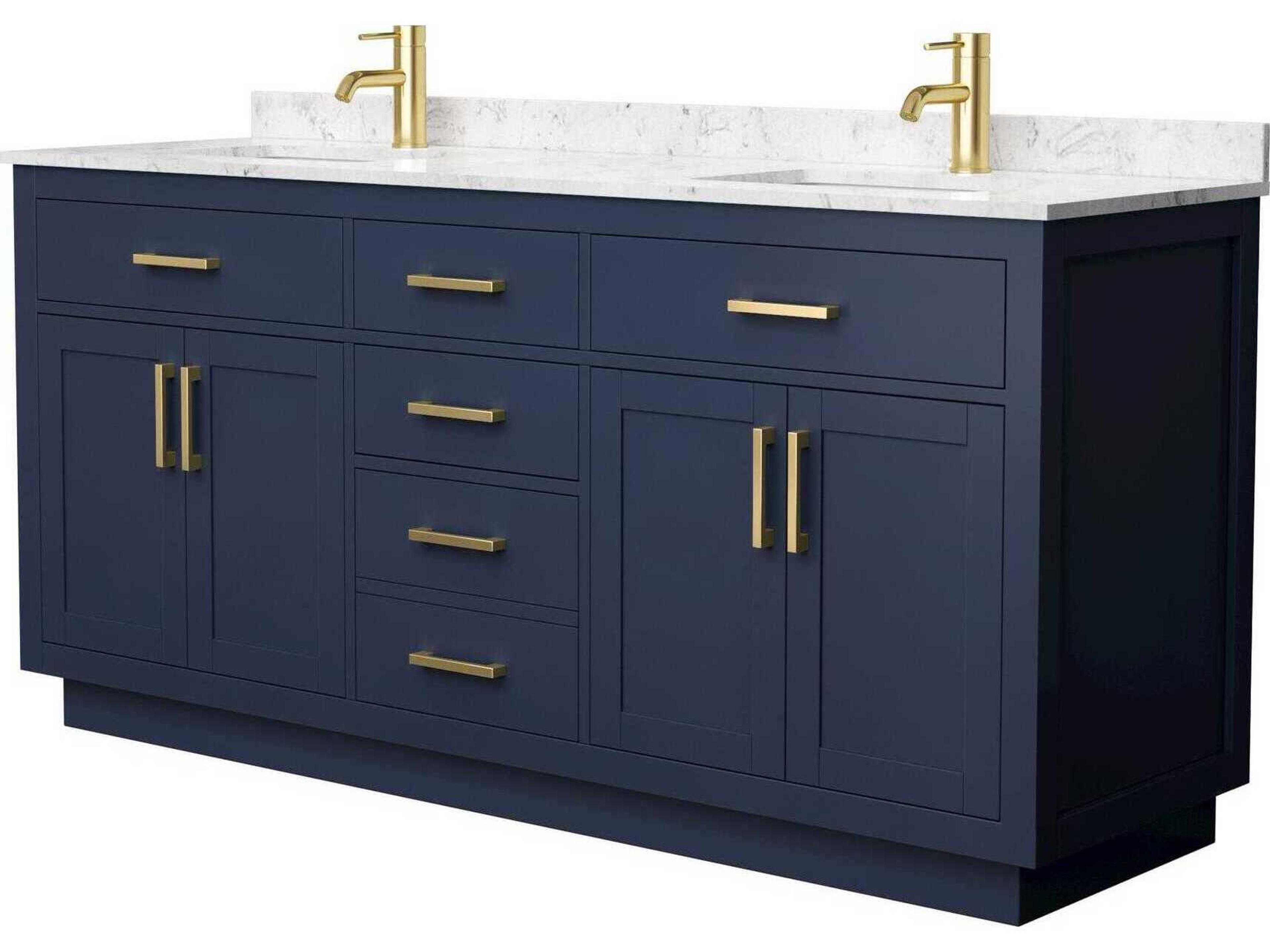 Wyndham Collection Beckett-TK 72" Dark Blue Vanity with Toe Kick