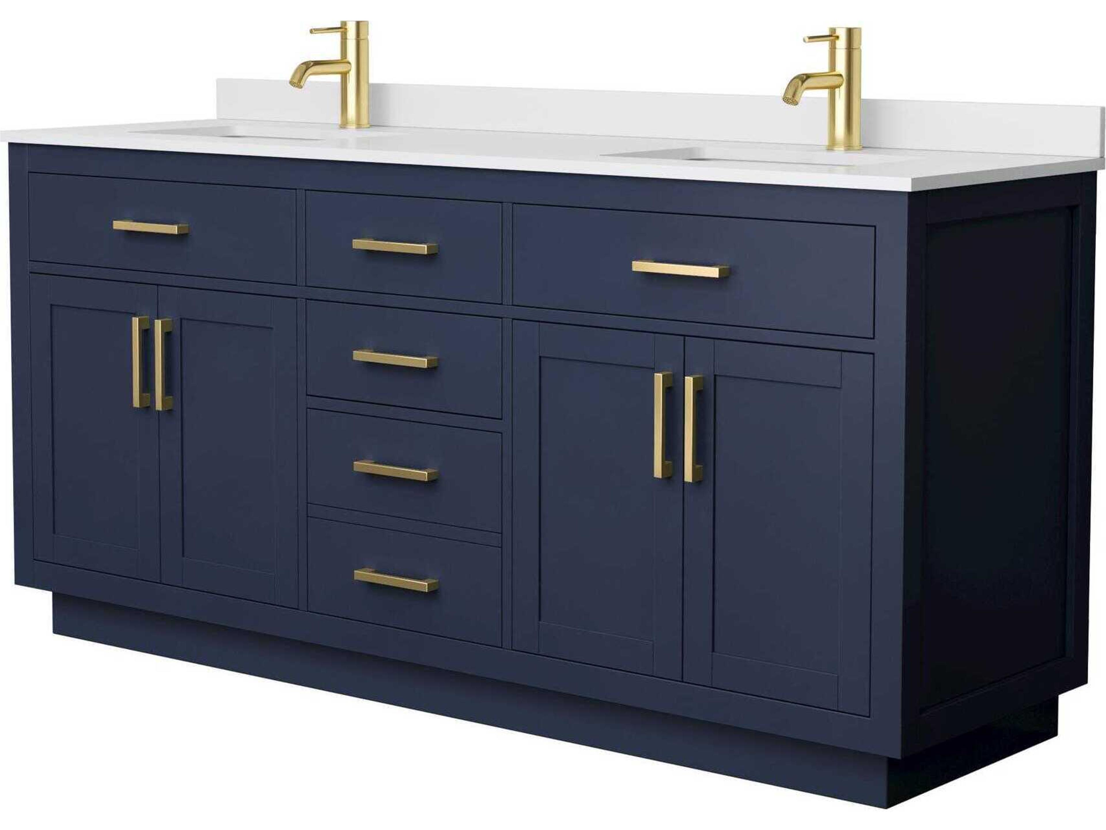 Wyndham Collection Beckett-TK 72" Dark Blue Vanity with Toe Kick