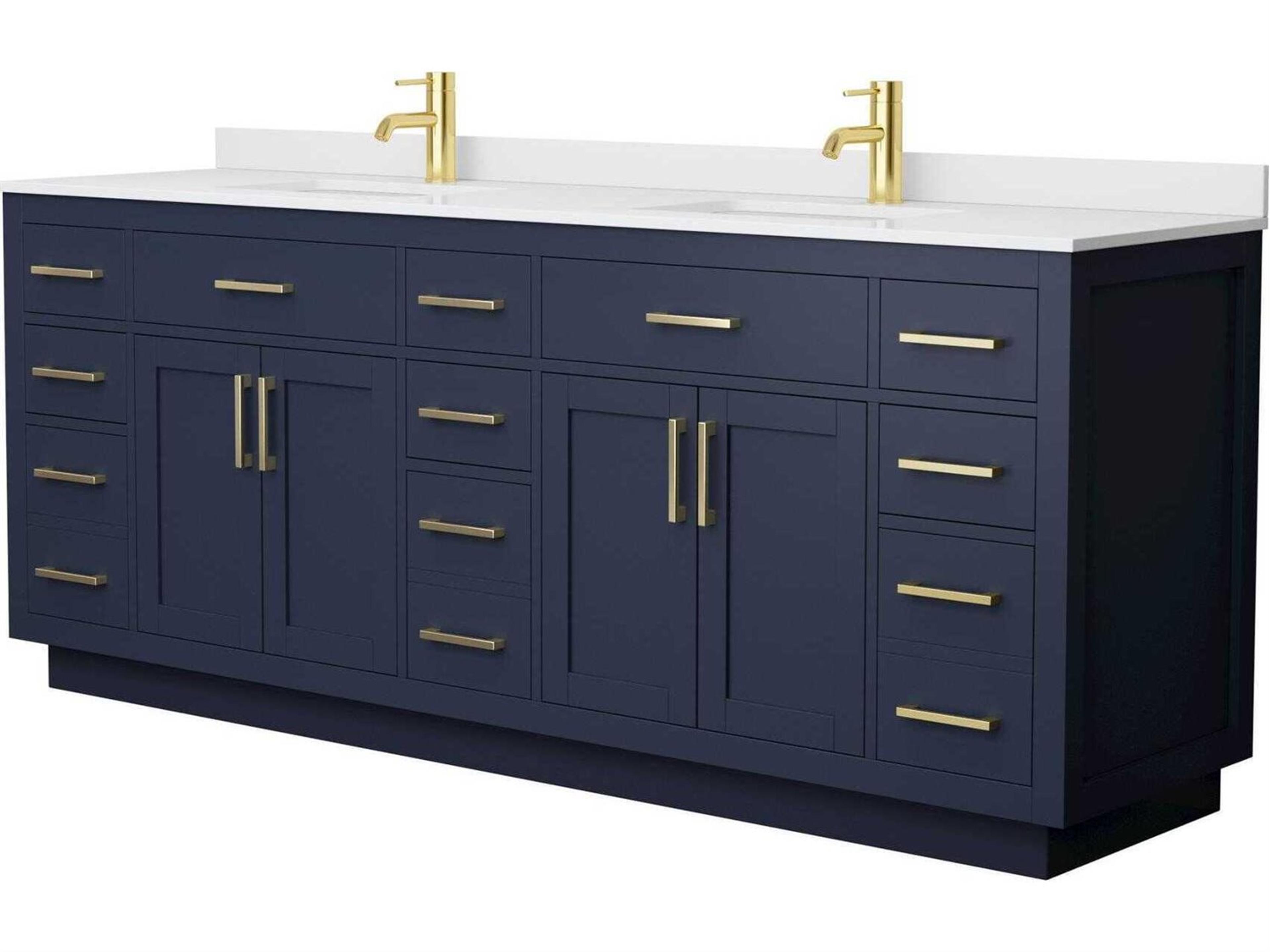 Wyndham Collection Beckett-TK 84" Dark Blue Vanity with Toe Kick