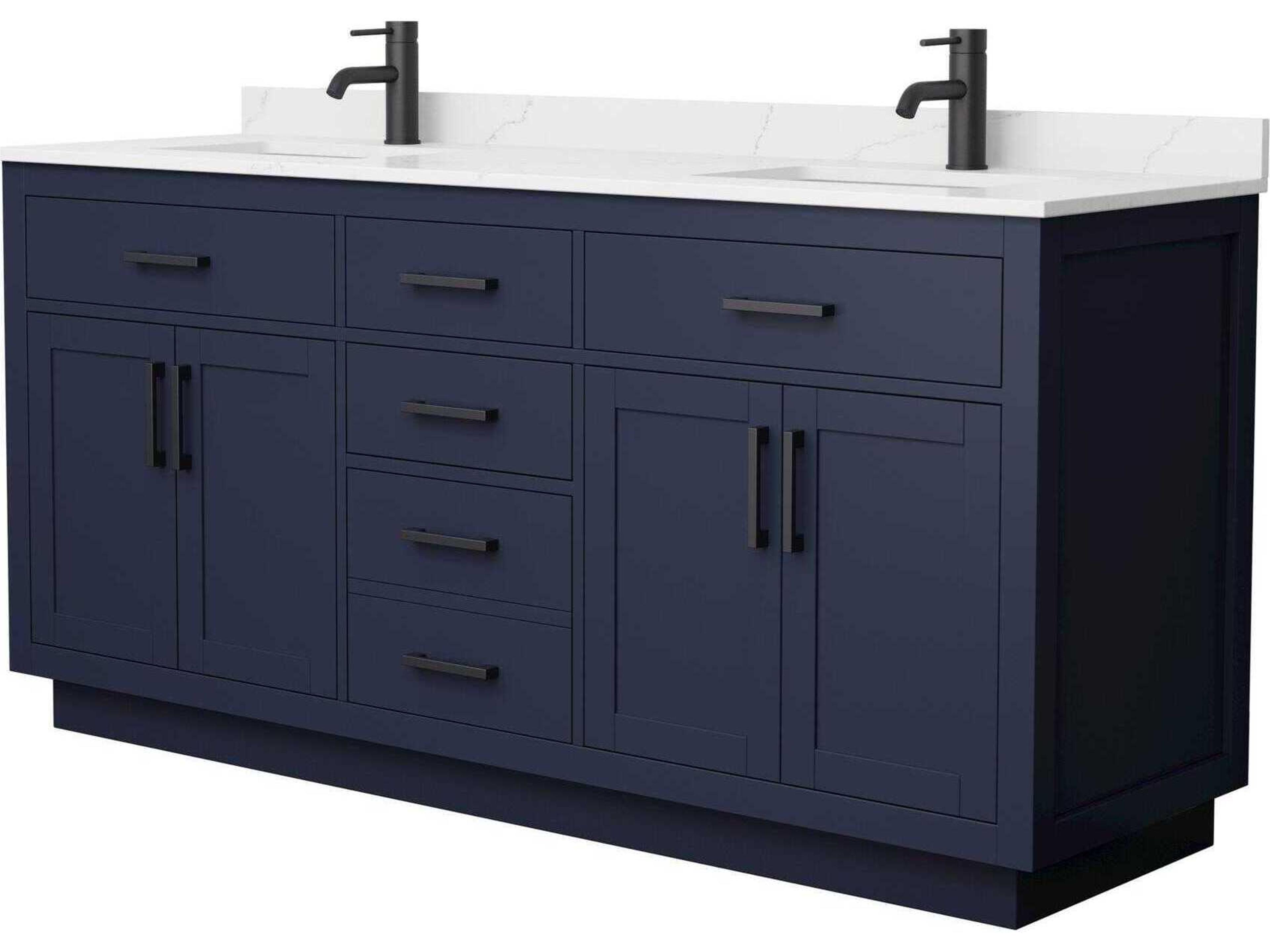 Beckett-TK 72" Dark Blue Vanity with Toe Kick