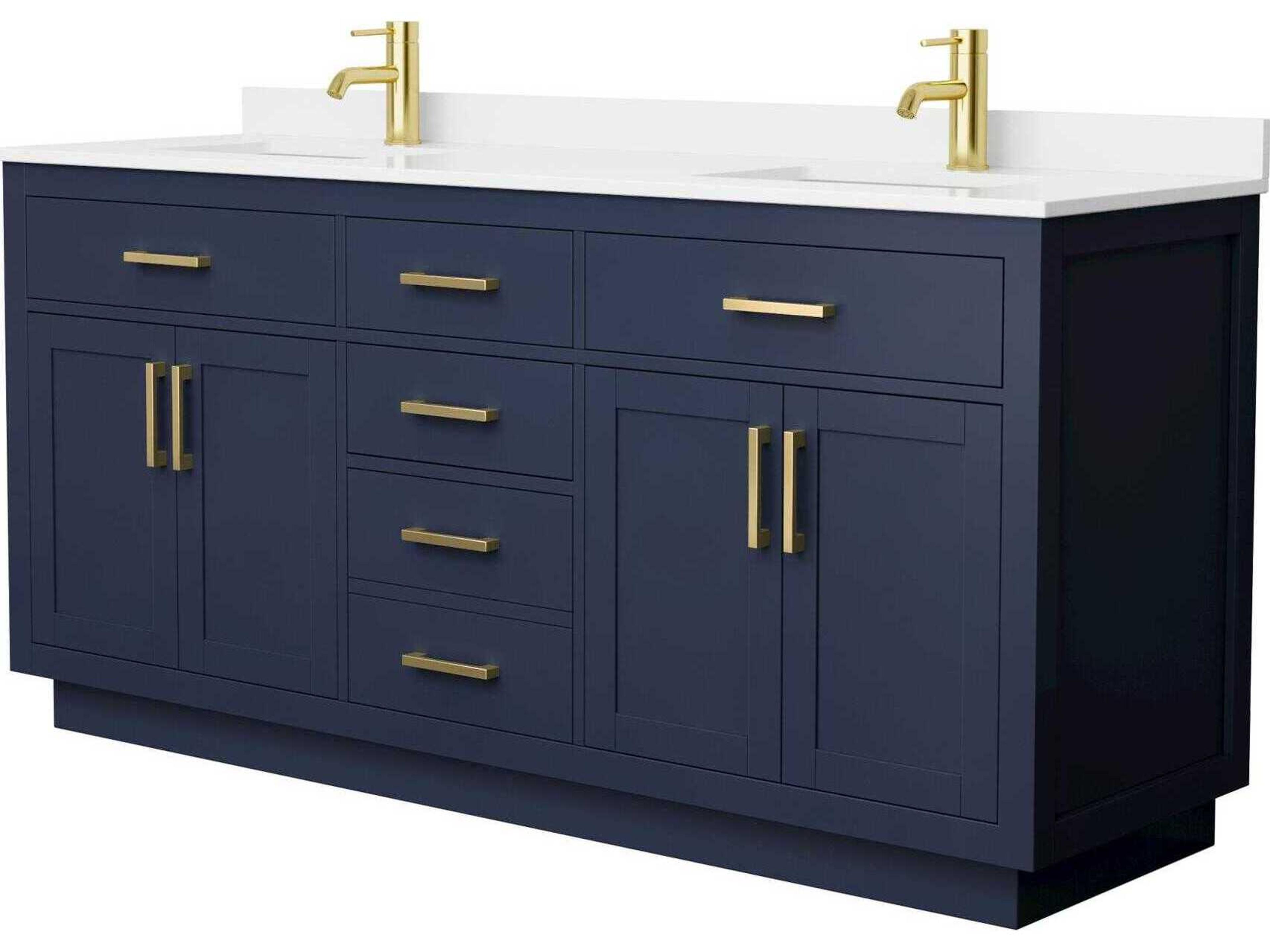 Wyndham Collection Beckett-TK 72" Dark Blue Vanity with Toe Kick