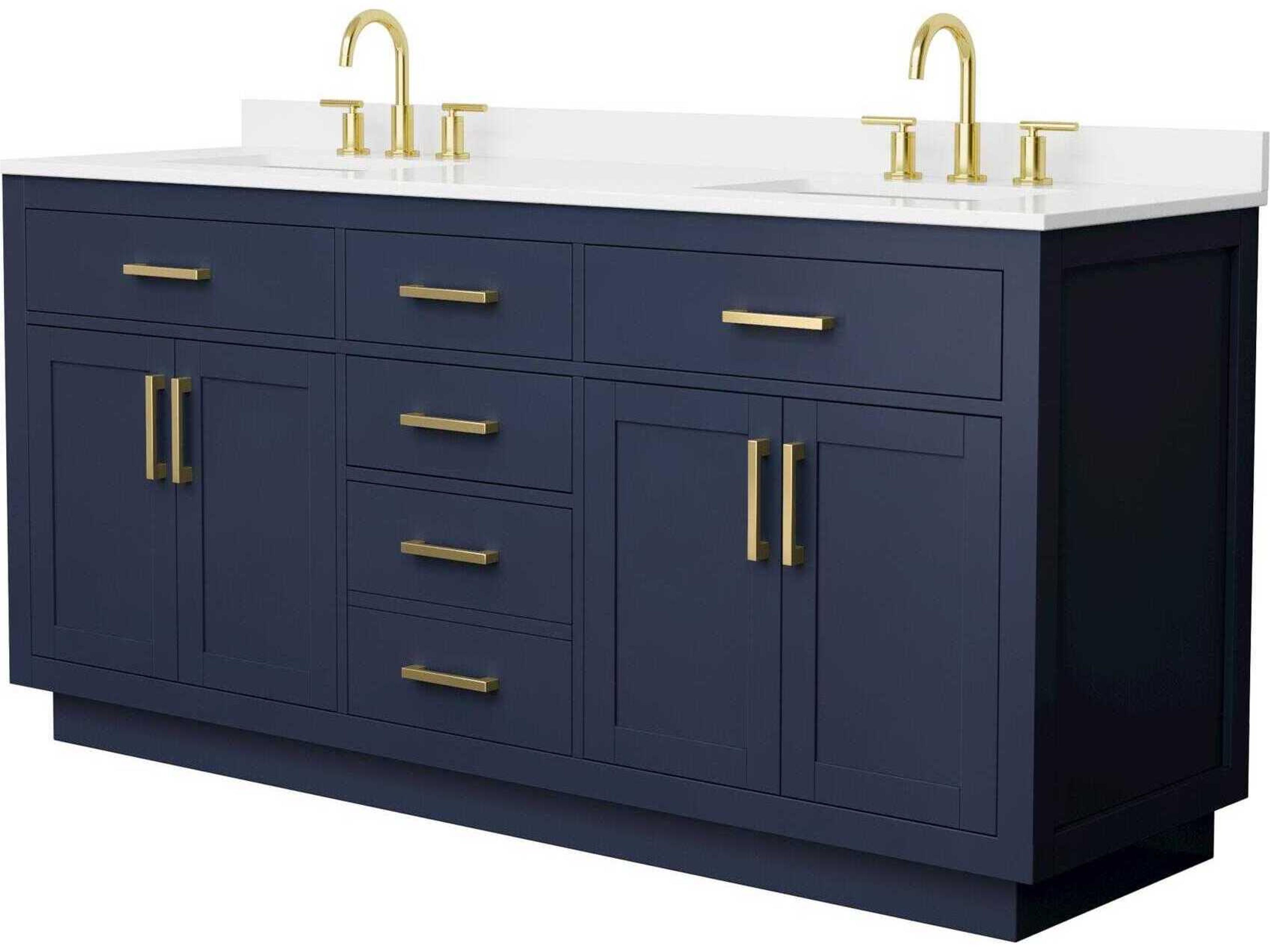 Wyndham Collection Beckett-TK 72" Dark Blue Vanity with Toe Kick