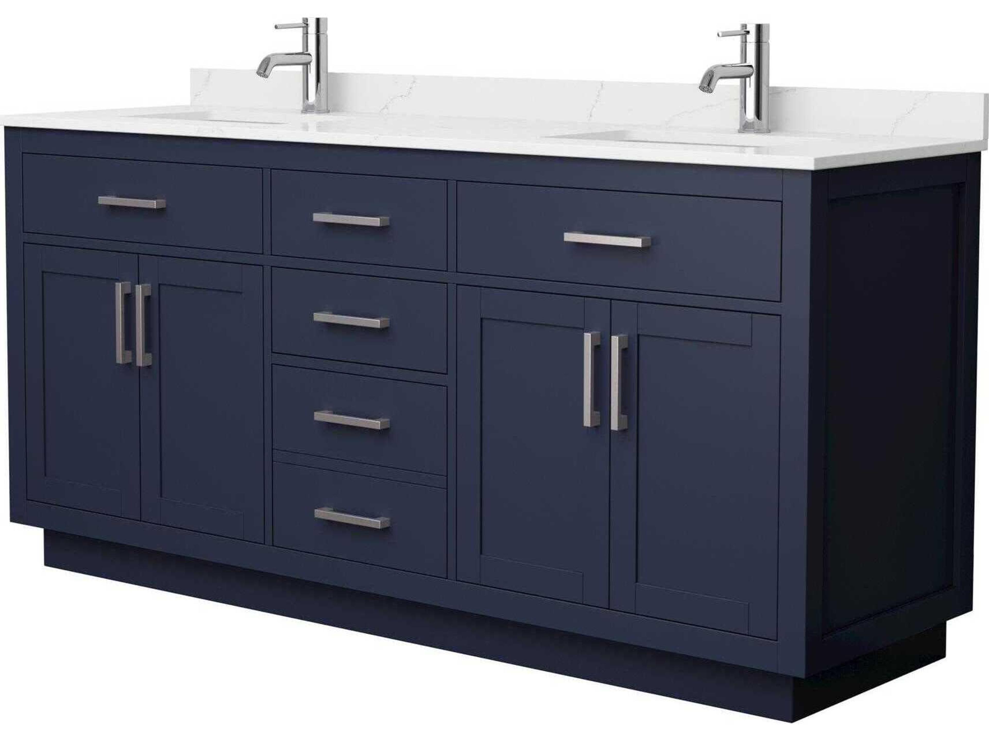 Wyndham Collection Beckett-TK 72" Dark Blue Vanity with Toe Kick