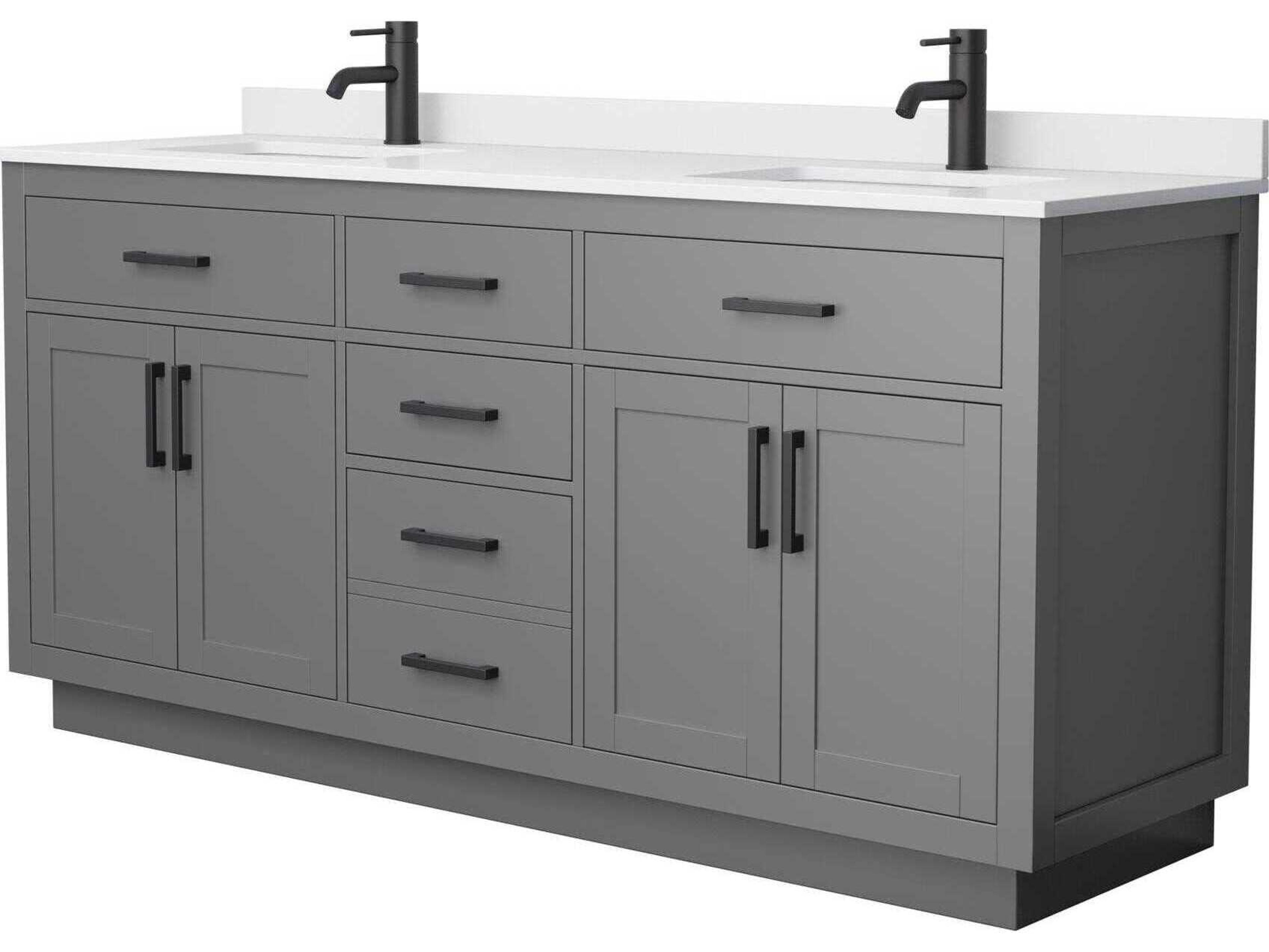 Wyndham Collection Beckett-TK 72" Dark Gray Vanity with Toe Kick