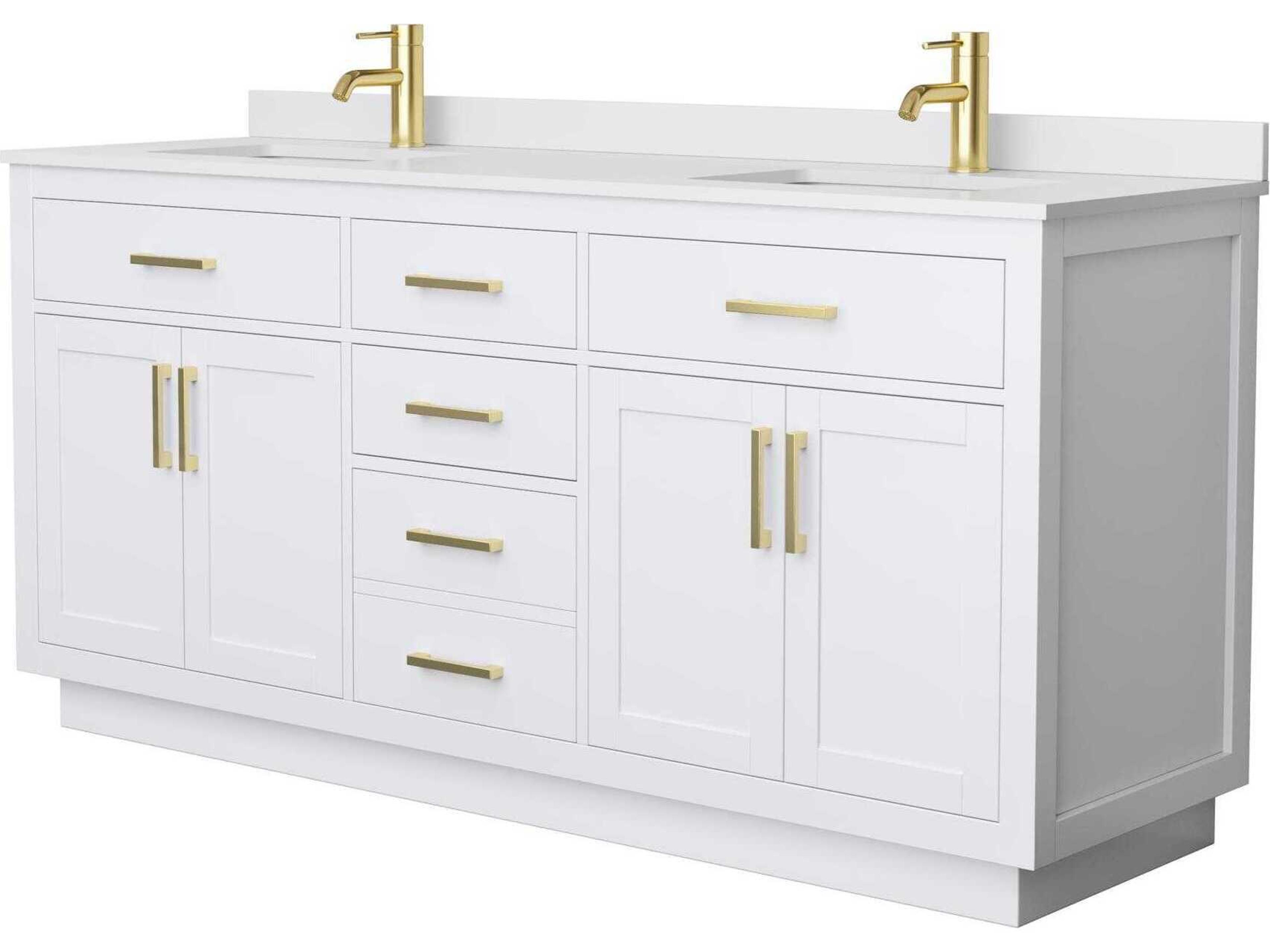 Wyndham Collection Beckett-TK 72" White Vanity with Toe Kick