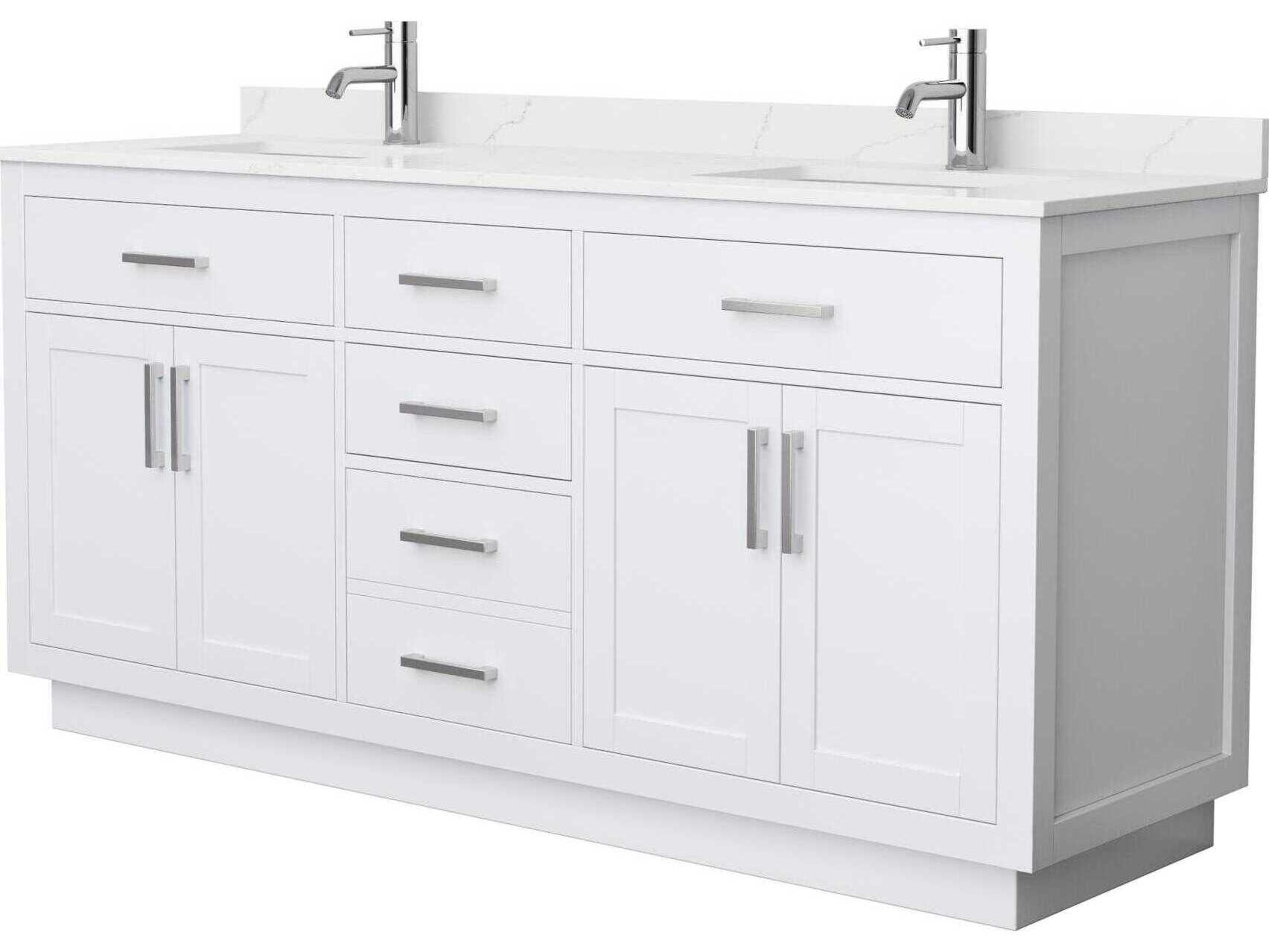 Wyndham Collection Beckett-TK 72" White Vanity with Toe Kick