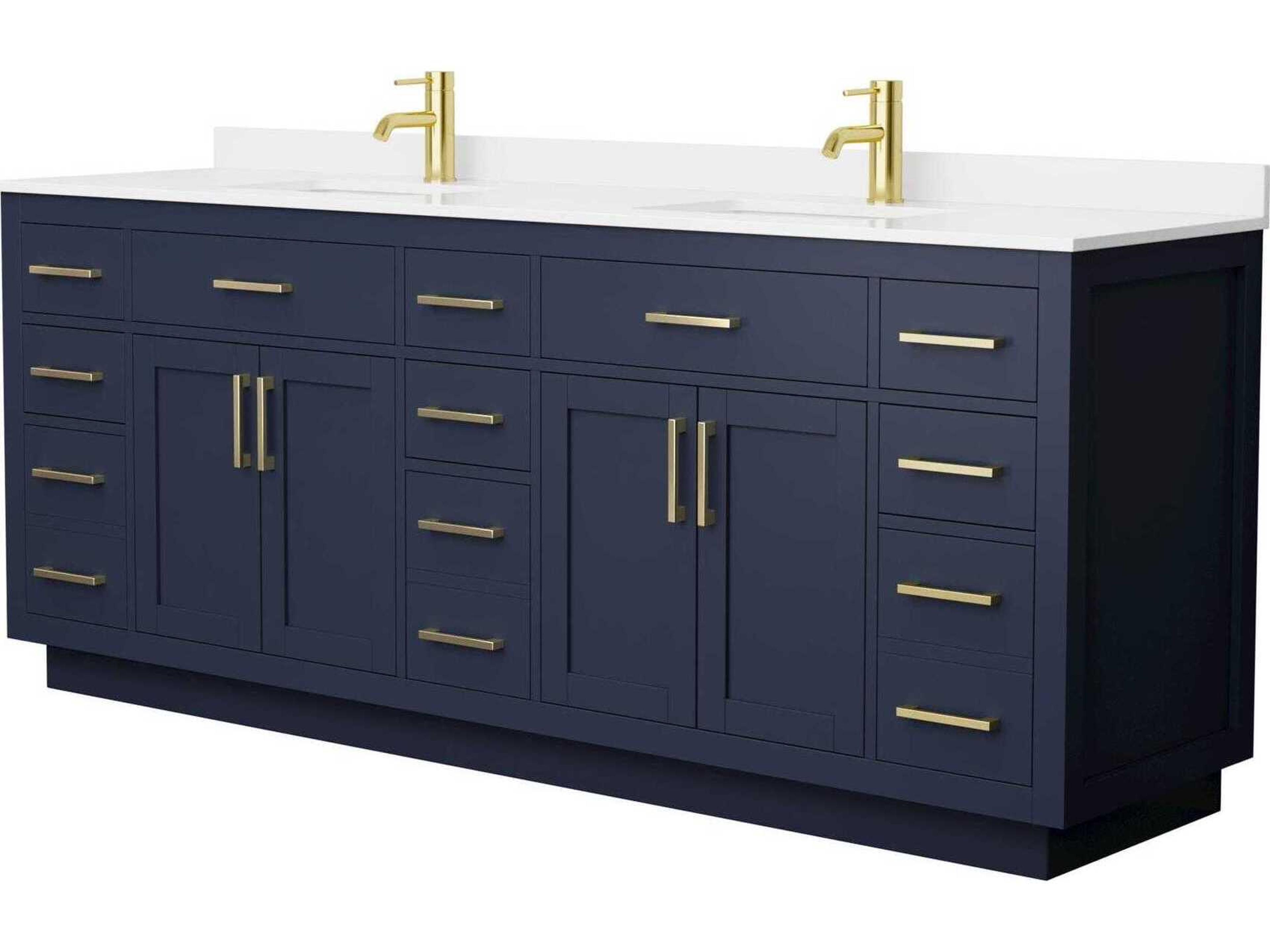 Wyndham Collection Beckett-TK 84" Dark Blue Vanity with Toe Kick