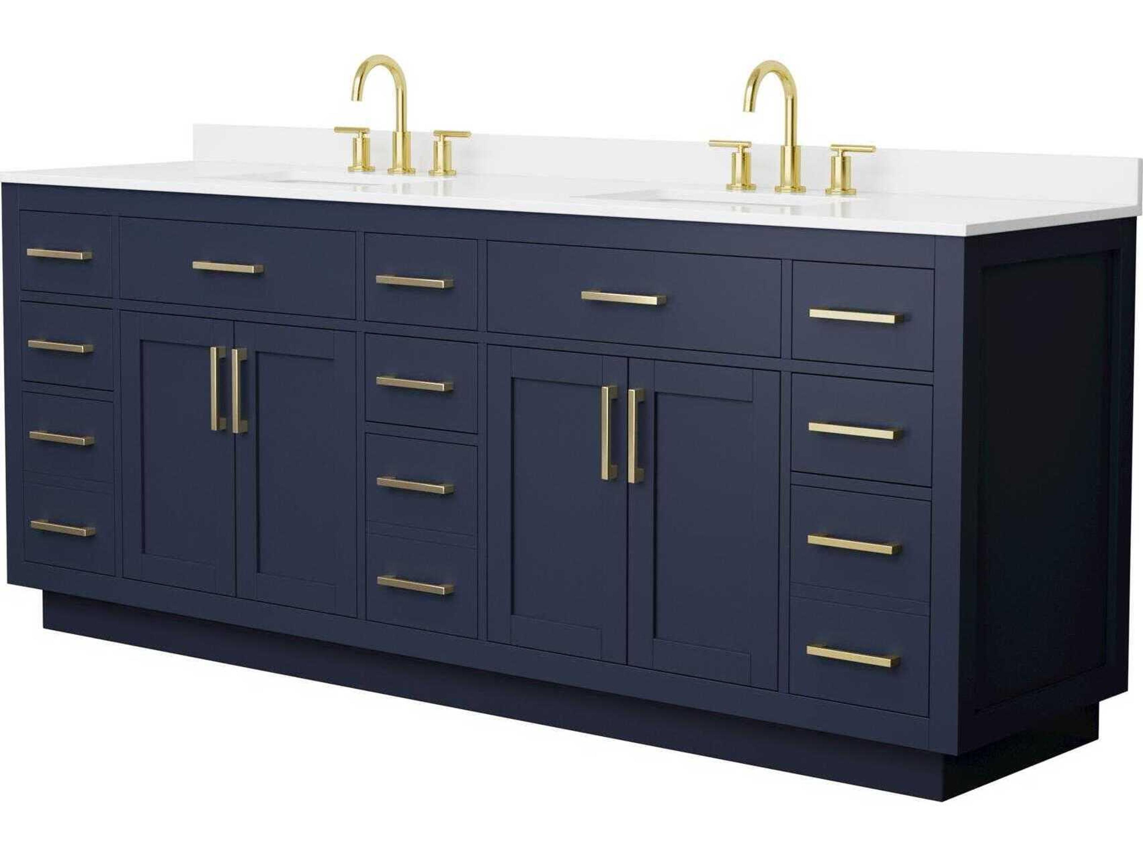 Wyndham Collection Beckett-TK 84" Dark Blue Vanity with Toe Kick