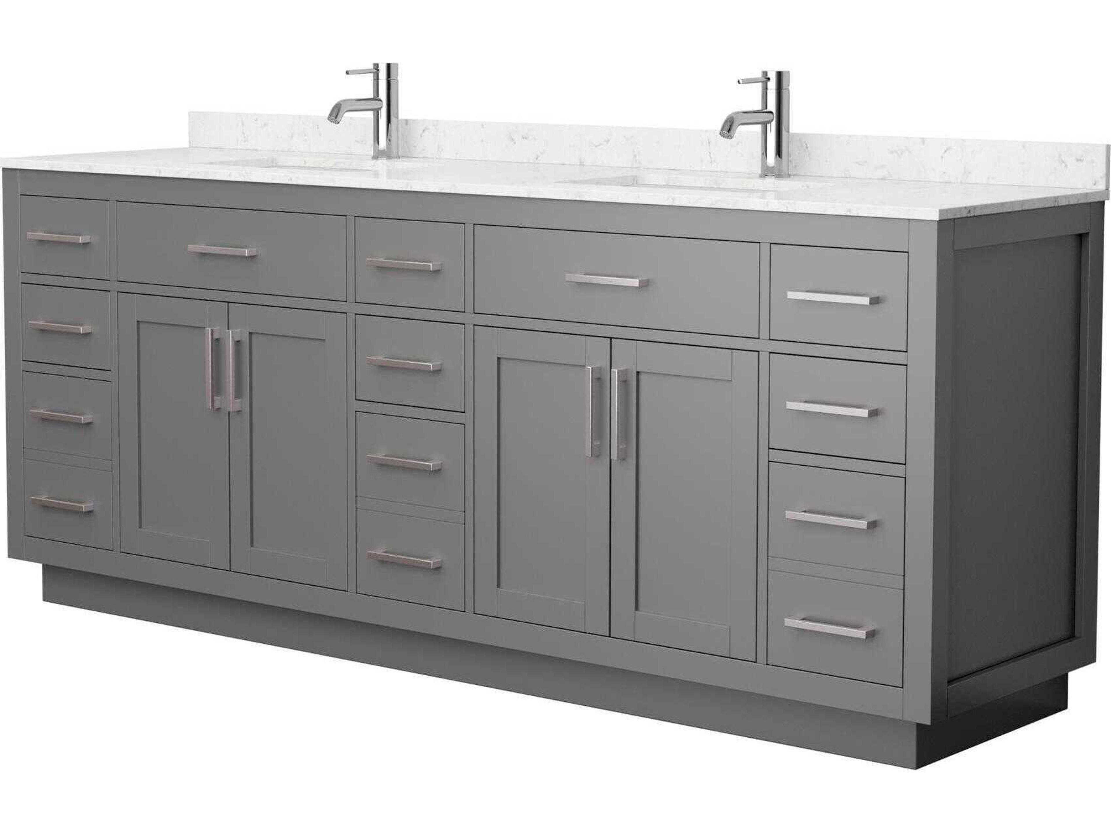 Wyndham Collection Beckett-TK 84" Dark Gray Vanity with Toe Kick