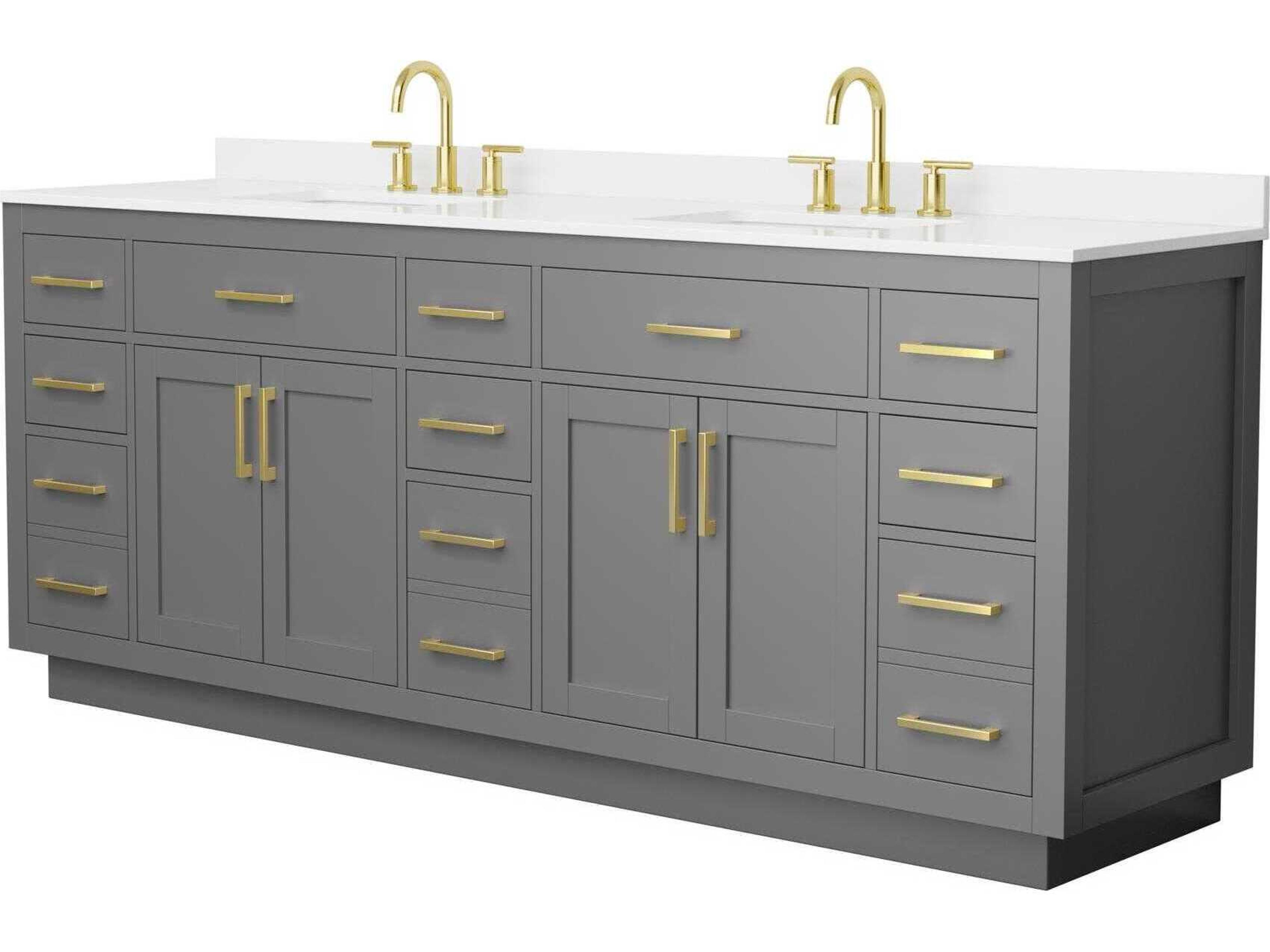 Wyndham Collection Beckett-TK 84" Dark Gray Vanity with Toe Kick