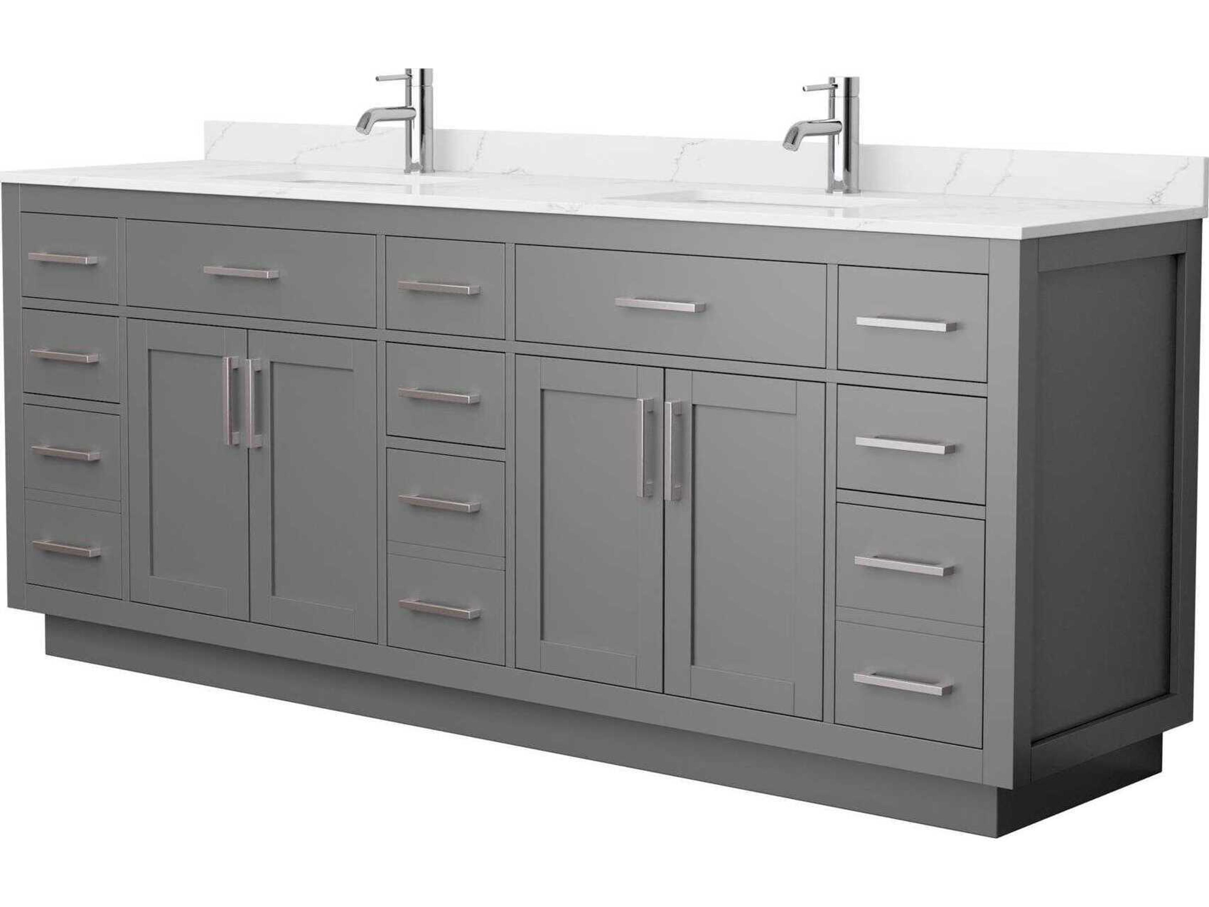 Wyndham Collection Beckett-TK 84" Dark Gray Vanity with Toe Kick